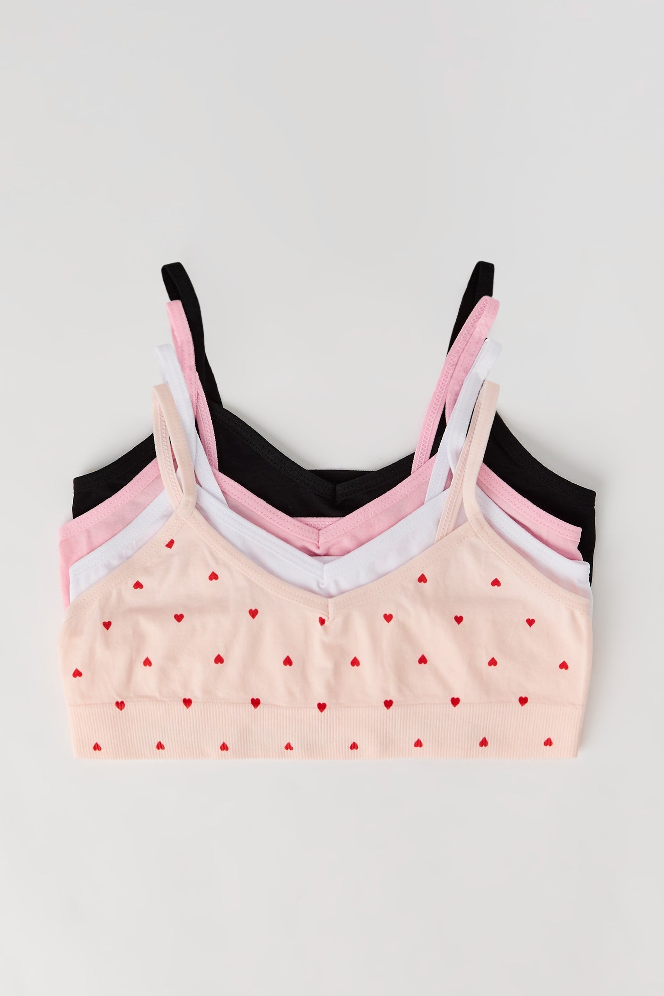 Girls Printed & Solid Seamless Bralette (4 Pack)