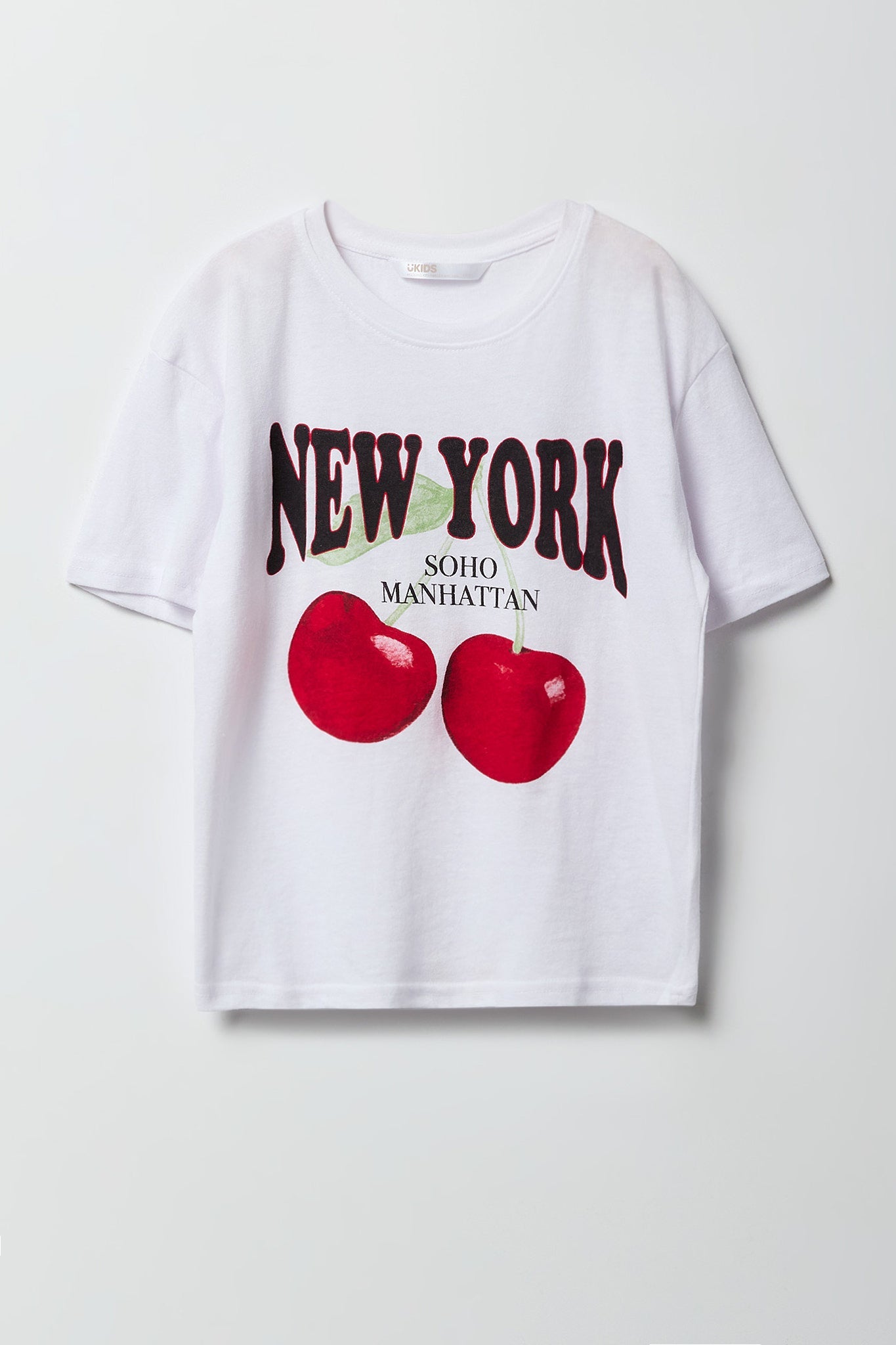 Girls Luxe Heavy Cotton New York Flock Print T-Shirt