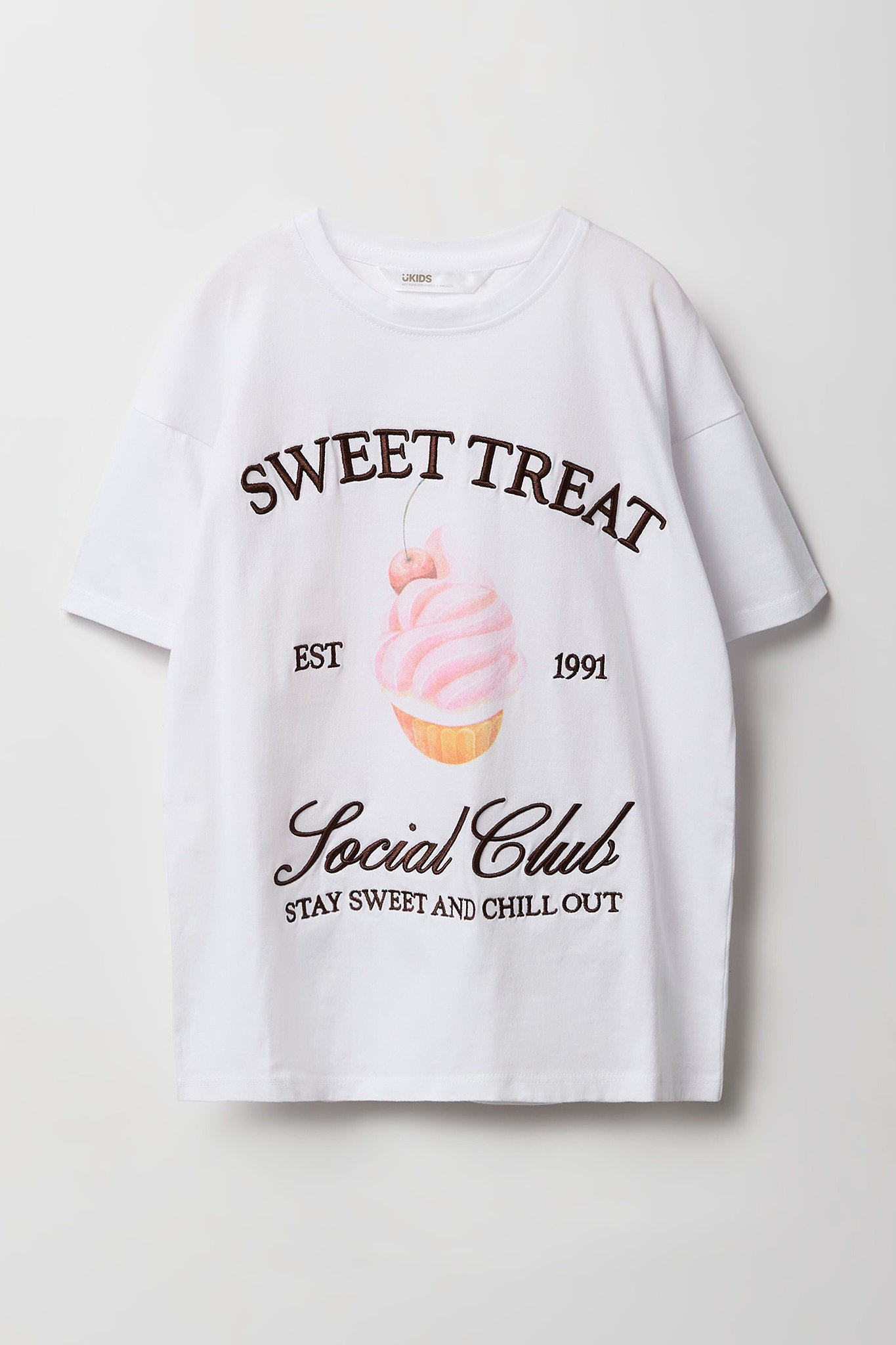 Girls Luxe Heavy Cotton Embroidered Oversized T-Shirt