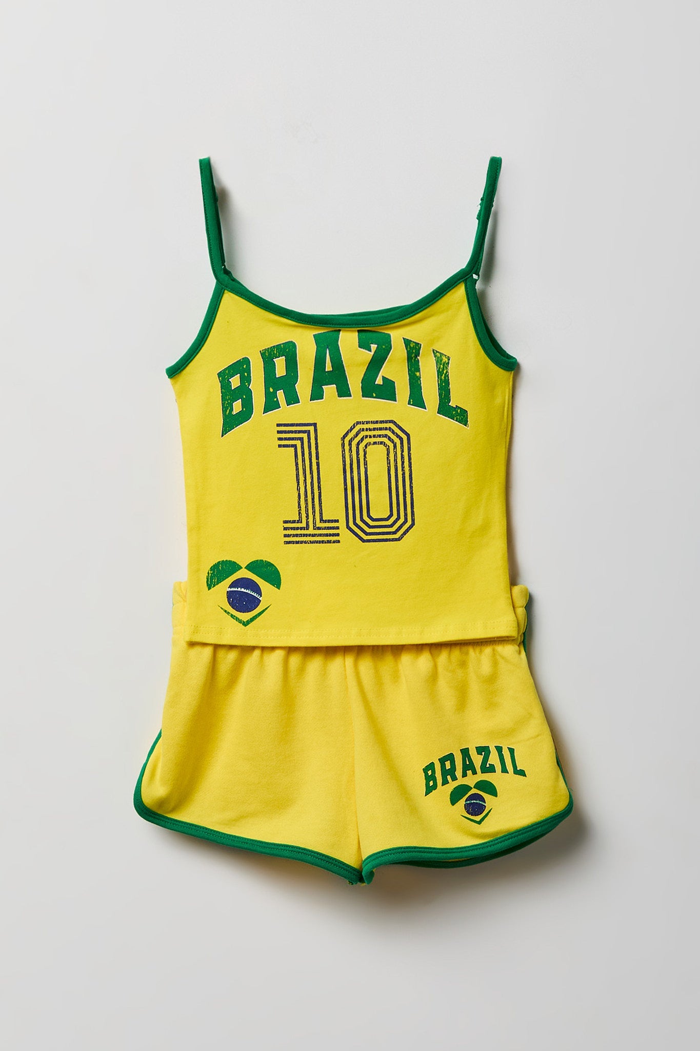 Girls Brazil Graphic Soccer Tank and Short Set