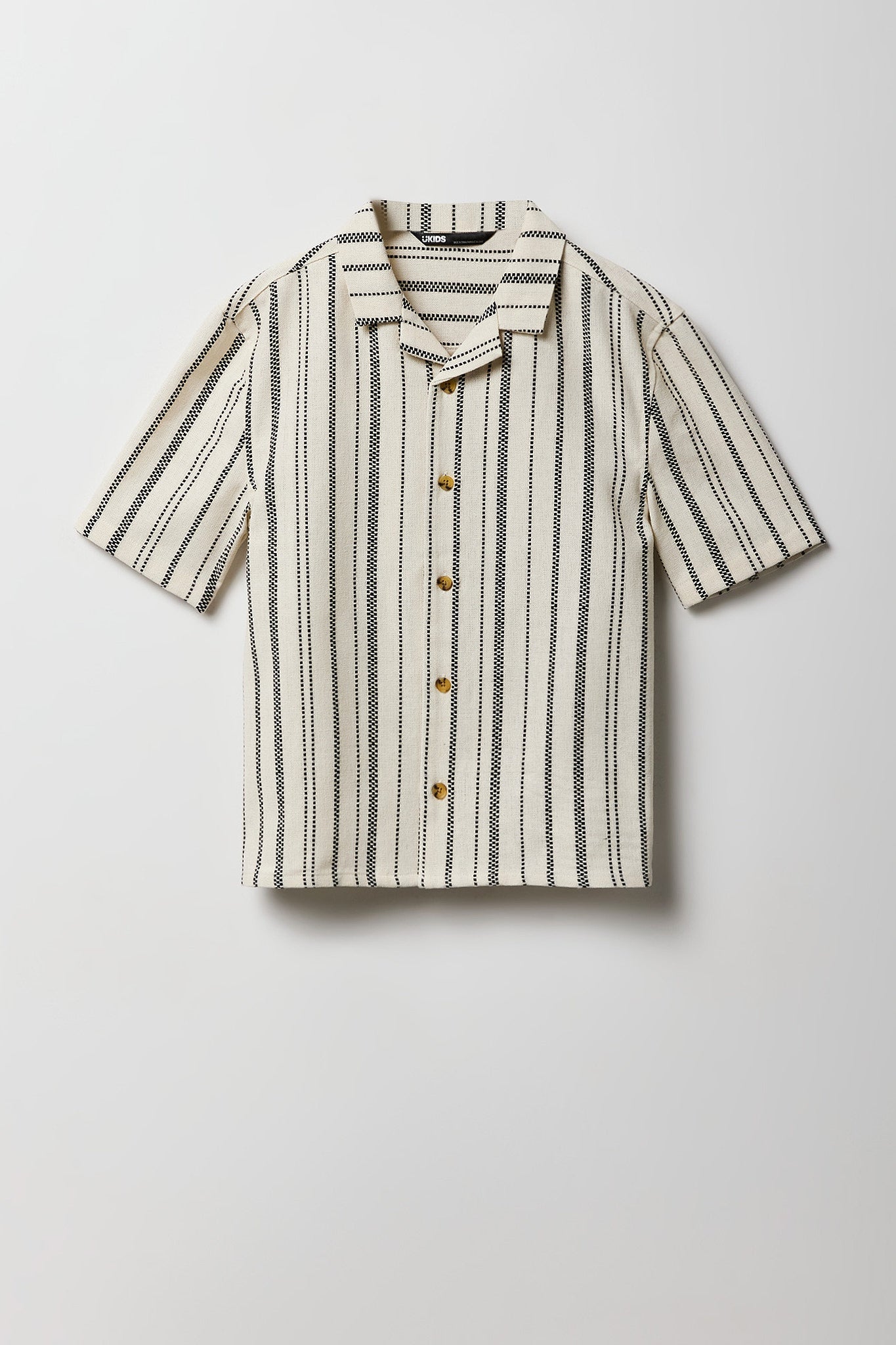 Boys Textured Striped Button-Up Top