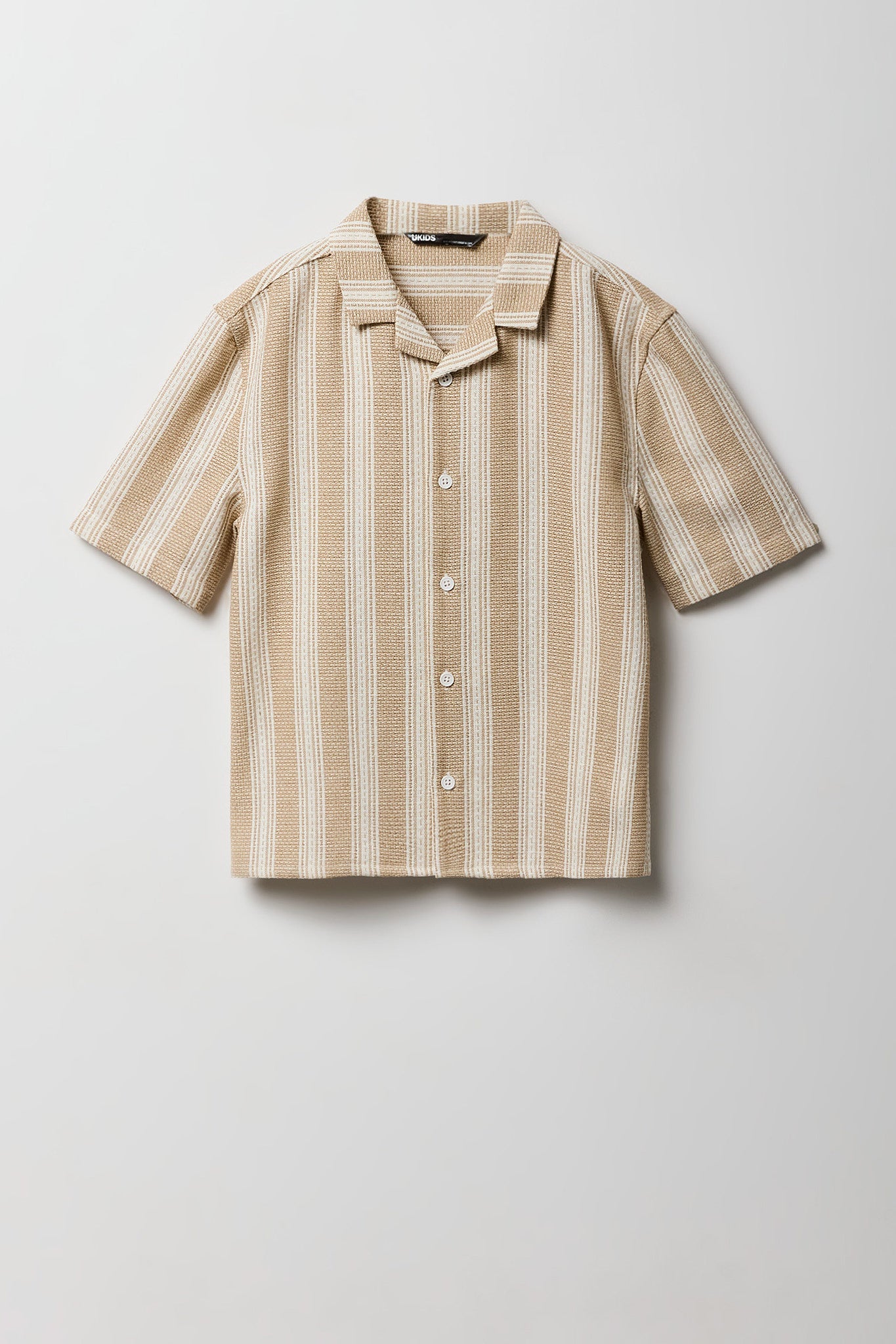 Boys Textured Striped Button-Up Top