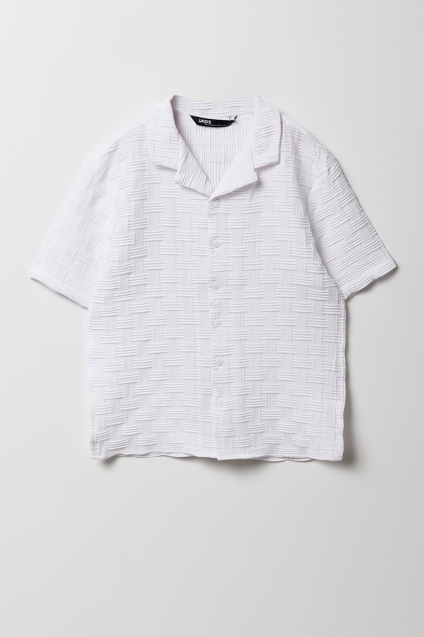 Boys Basket Weave Button-Up Top