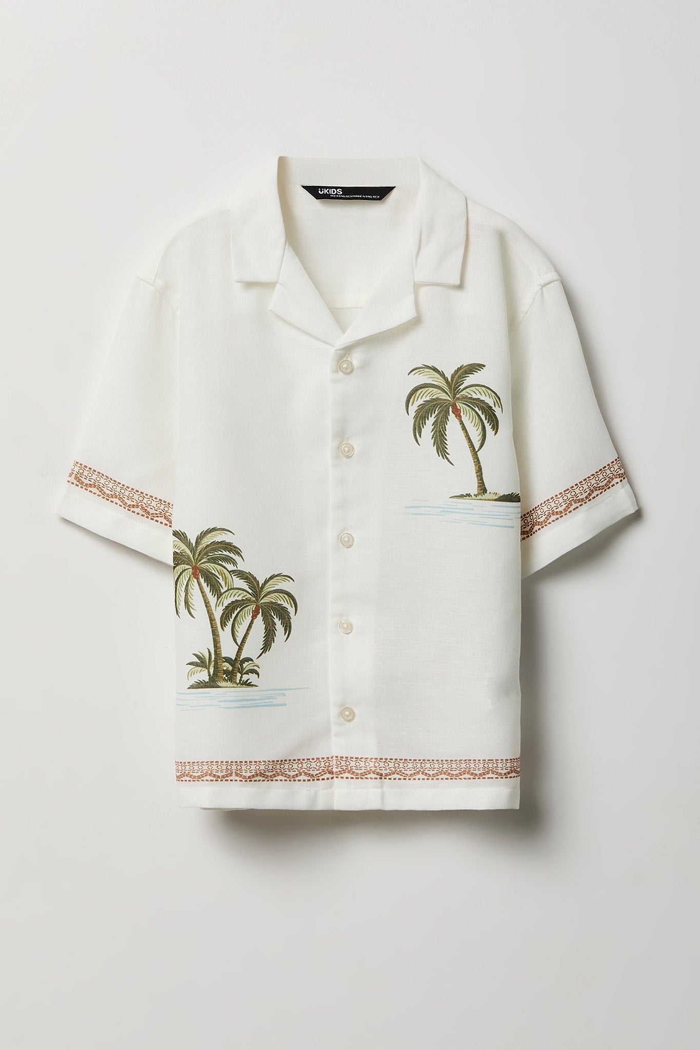 Boys Tropical Print Button-Up Boxy Top