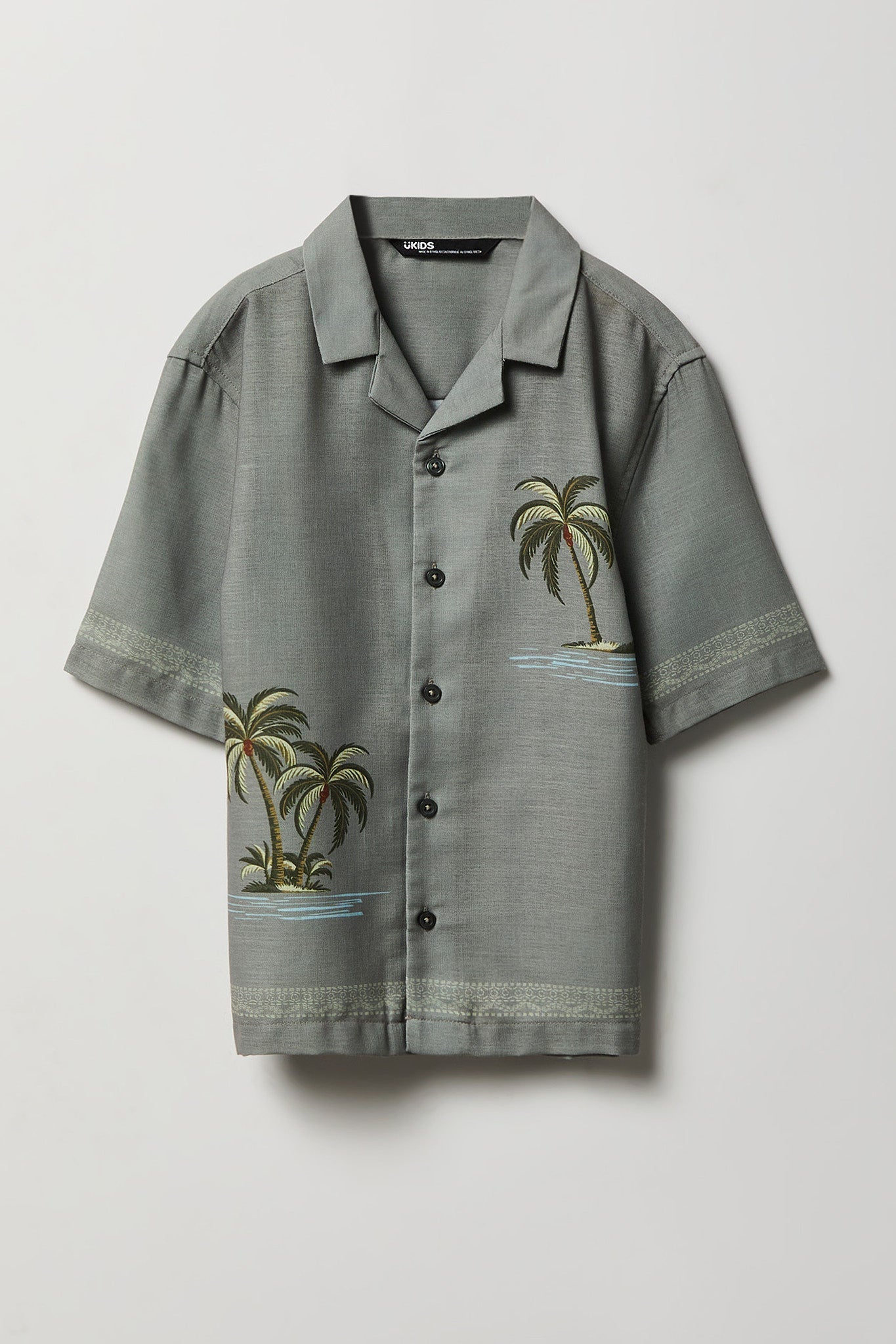 Boys Tropical Print Button-Up Boxy Top