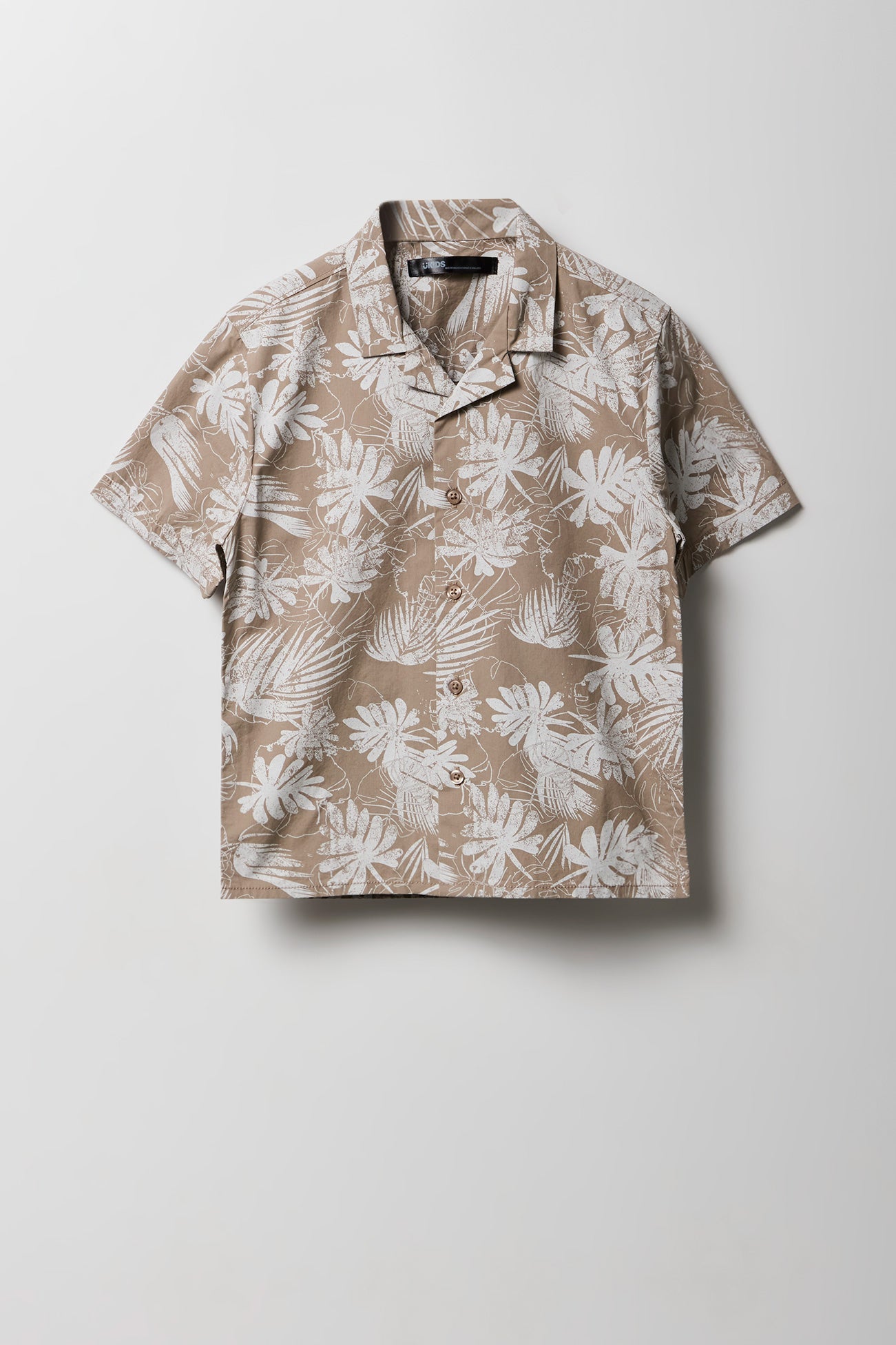 Boys Tropical Print Button-Up Top