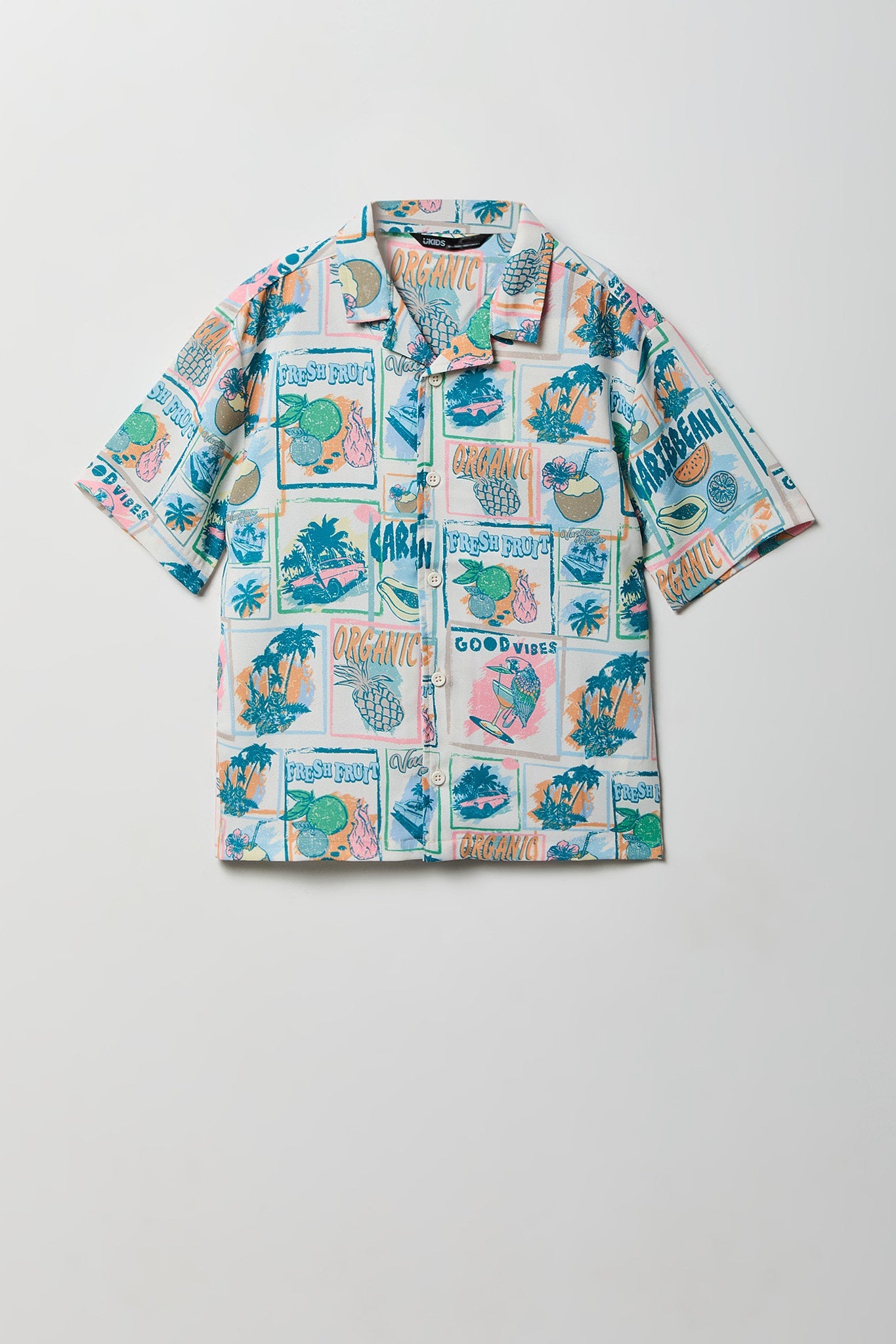 Boys Printed Flowy Button-Up Top