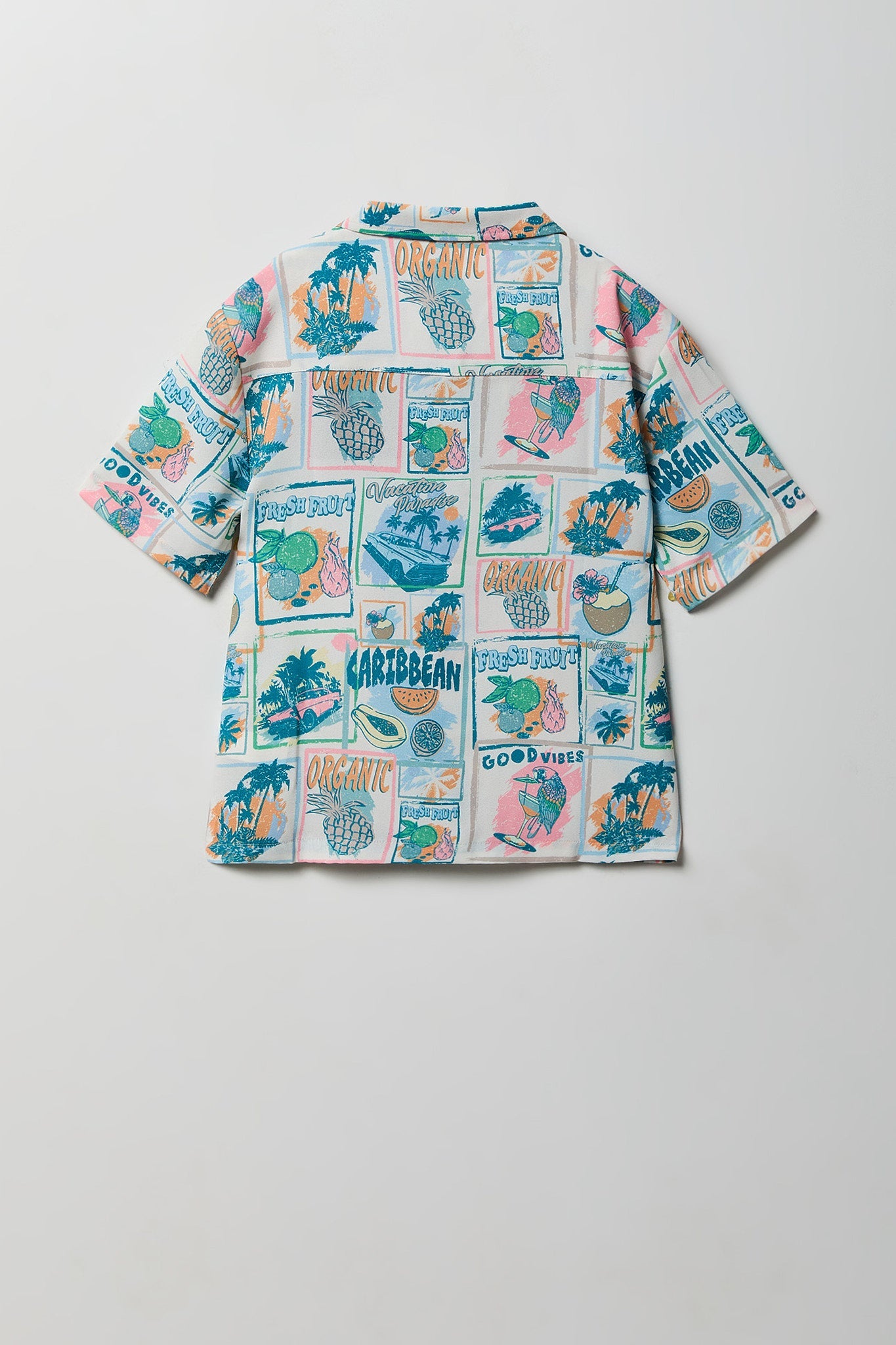 Boys Printed Flowy Button-Up Top