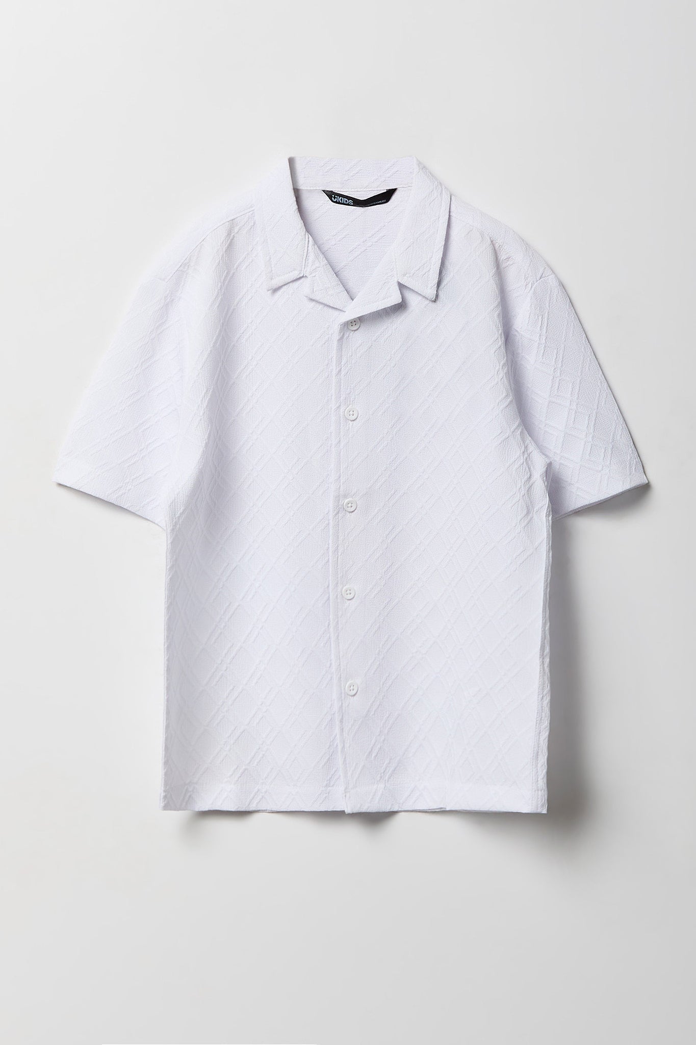 Boys Textured Button-Up Collared Top