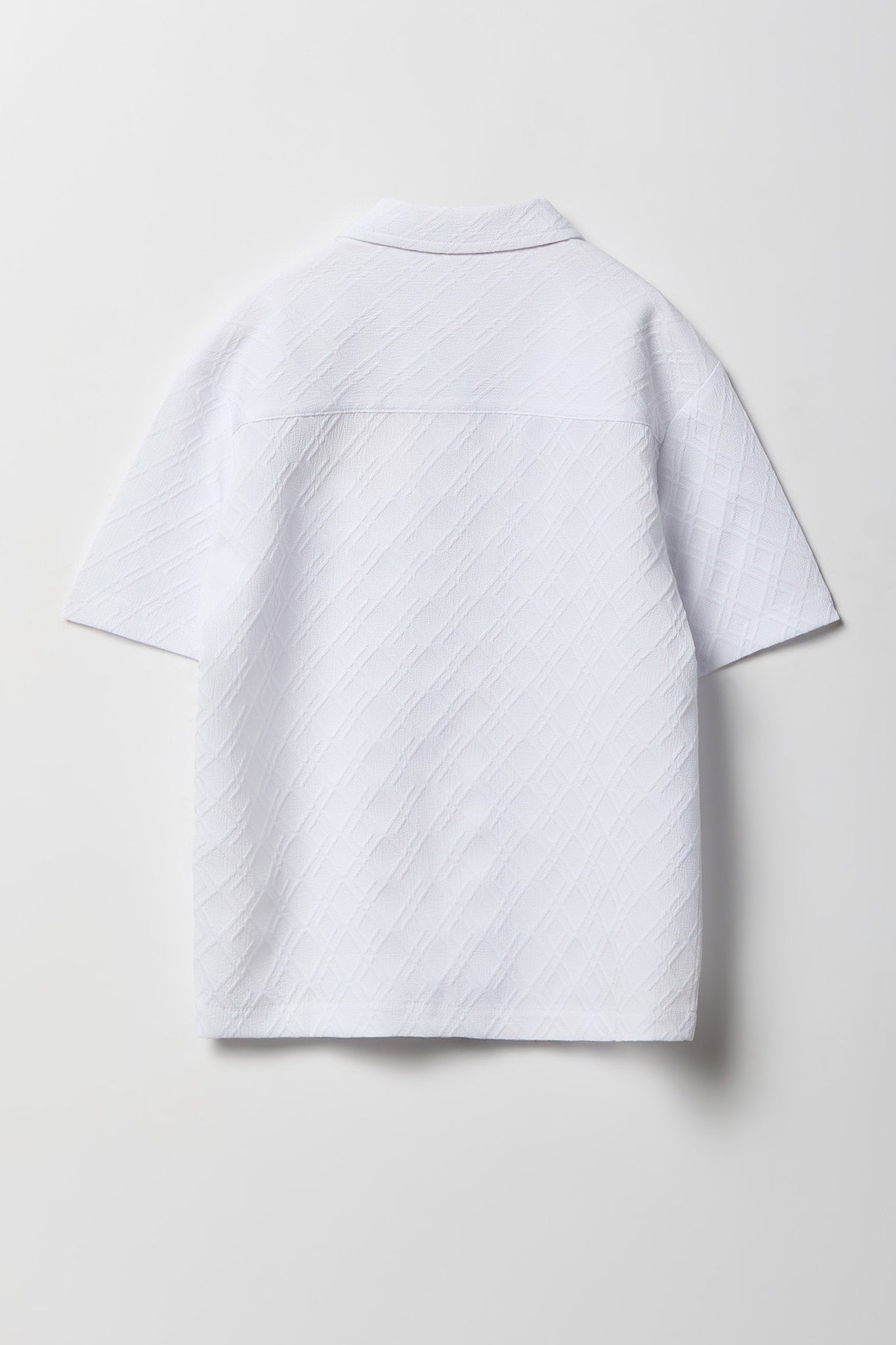 Boys Textured Button-Up Collared Top