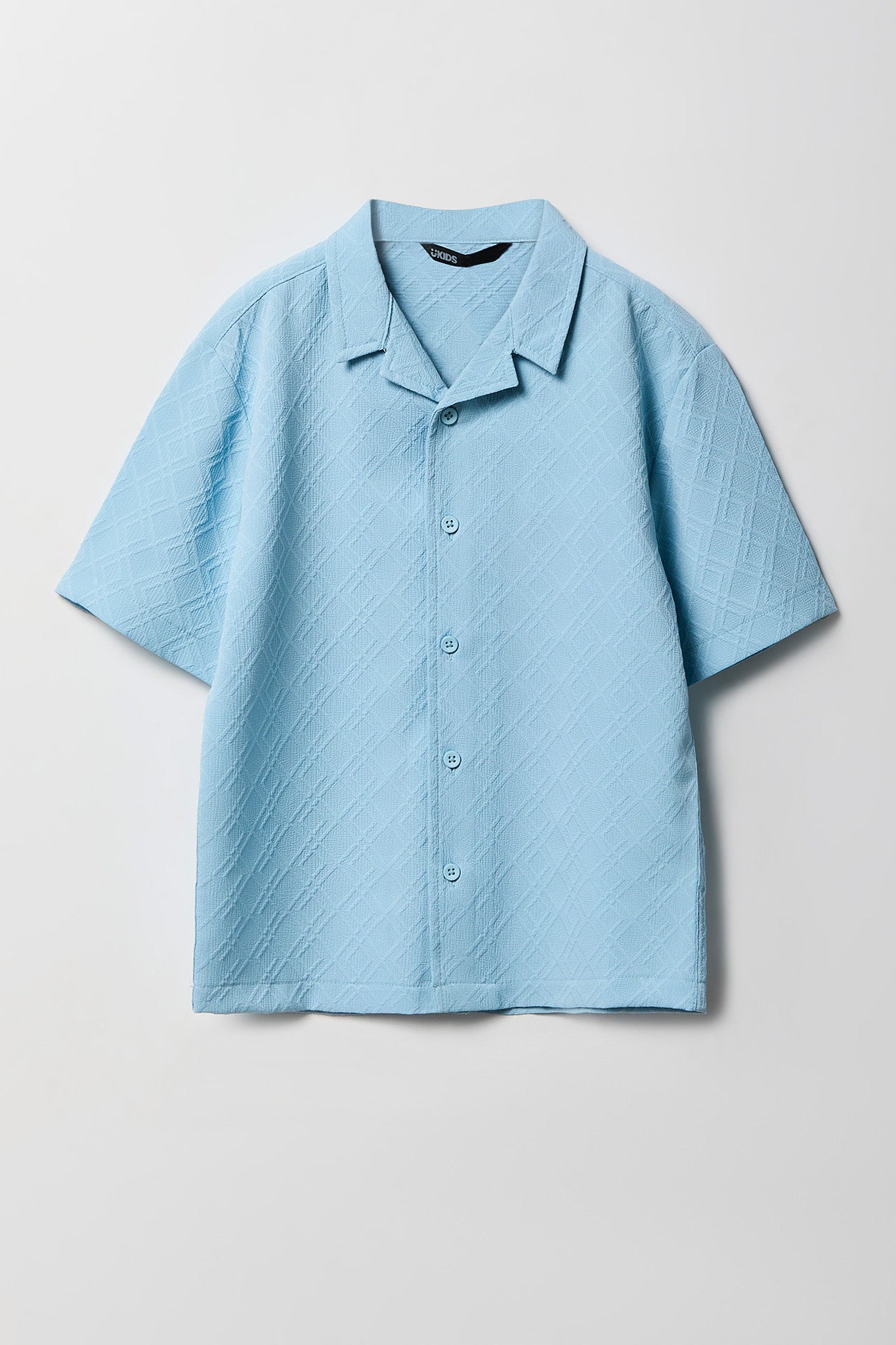 Boys Textured Button-Up Collared Top