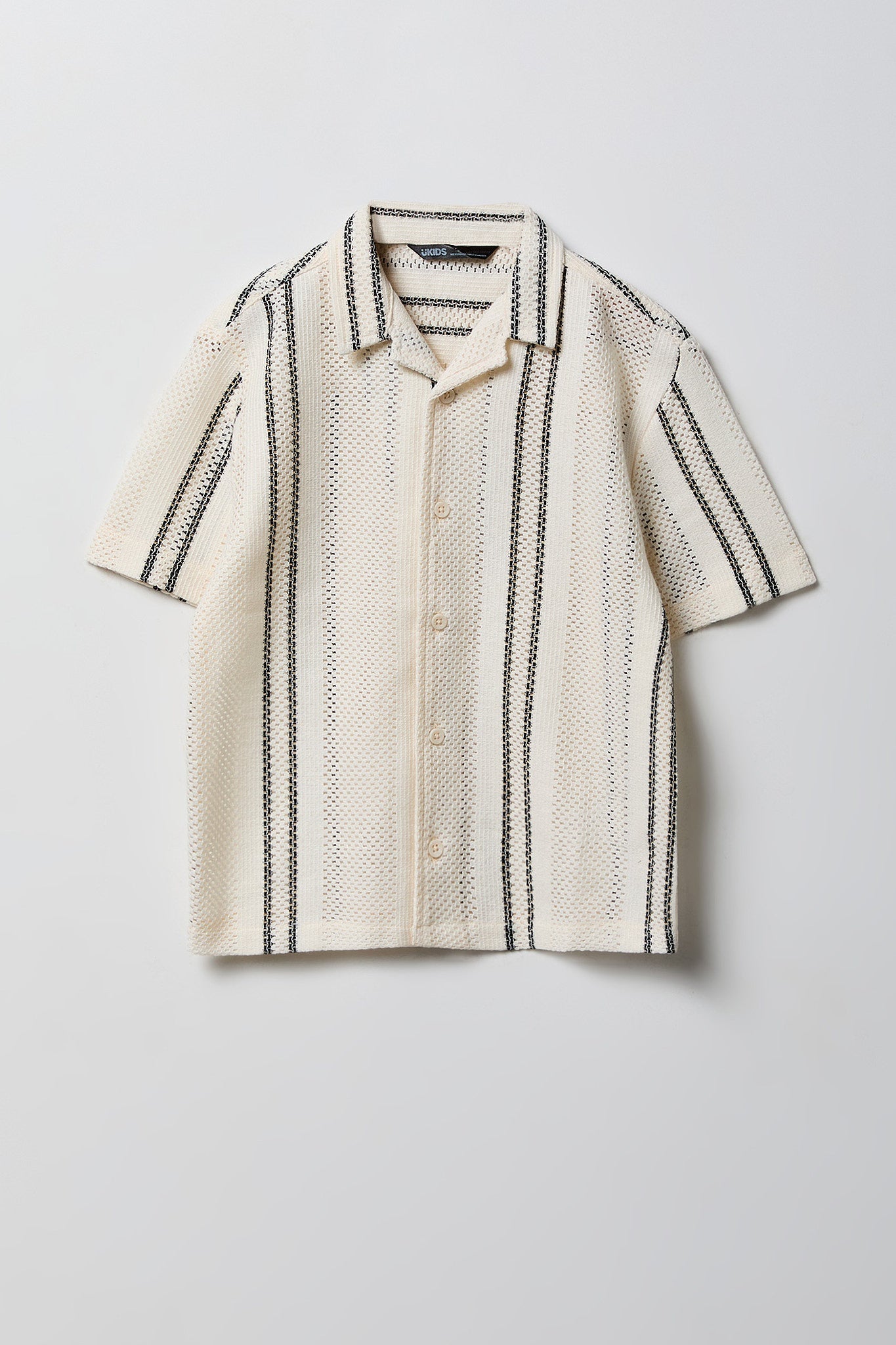 Boys Textured Striped Button-Up Top