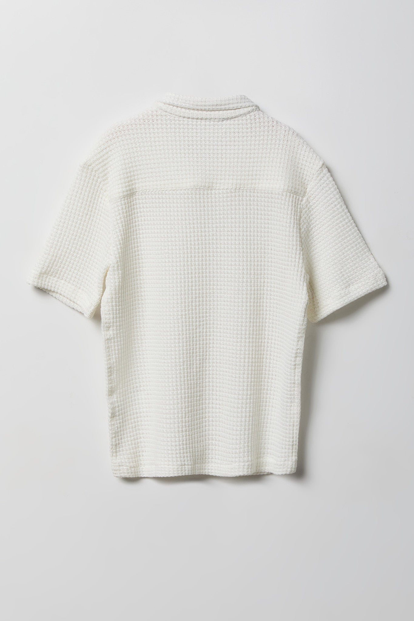 Boys Textured Waffle Button-Up Top