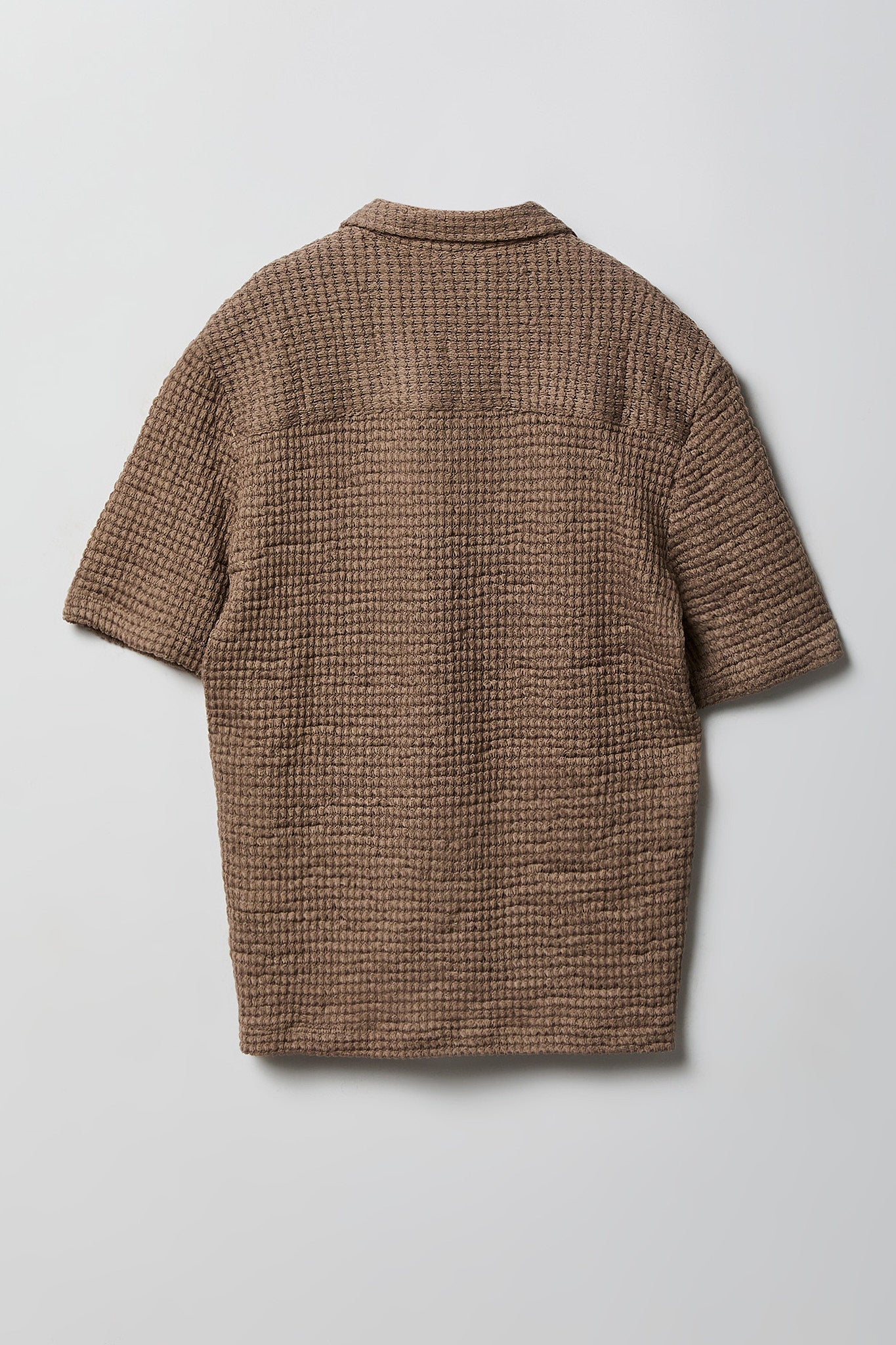 Boys Textured Waffle Button-Up Top