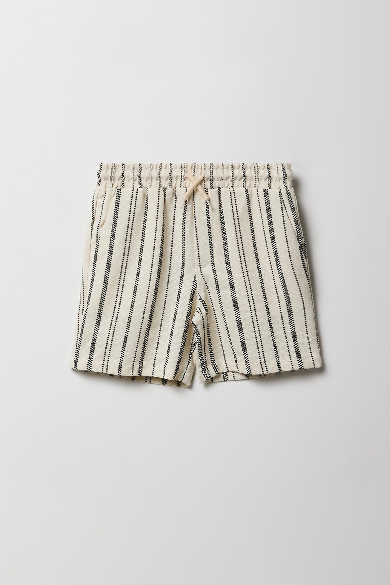 Boys Textured Striped Drawstring Short