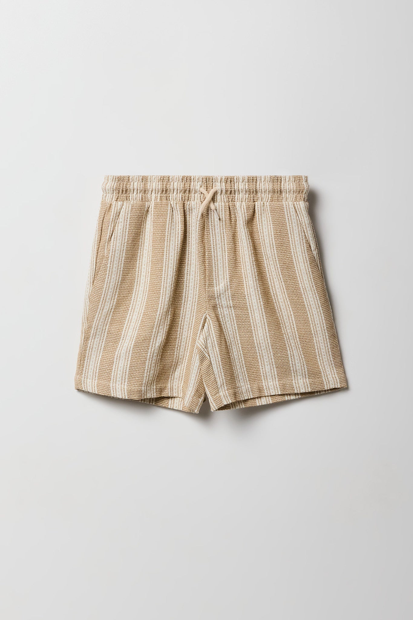 Boys Textured Striped Drawstring Short