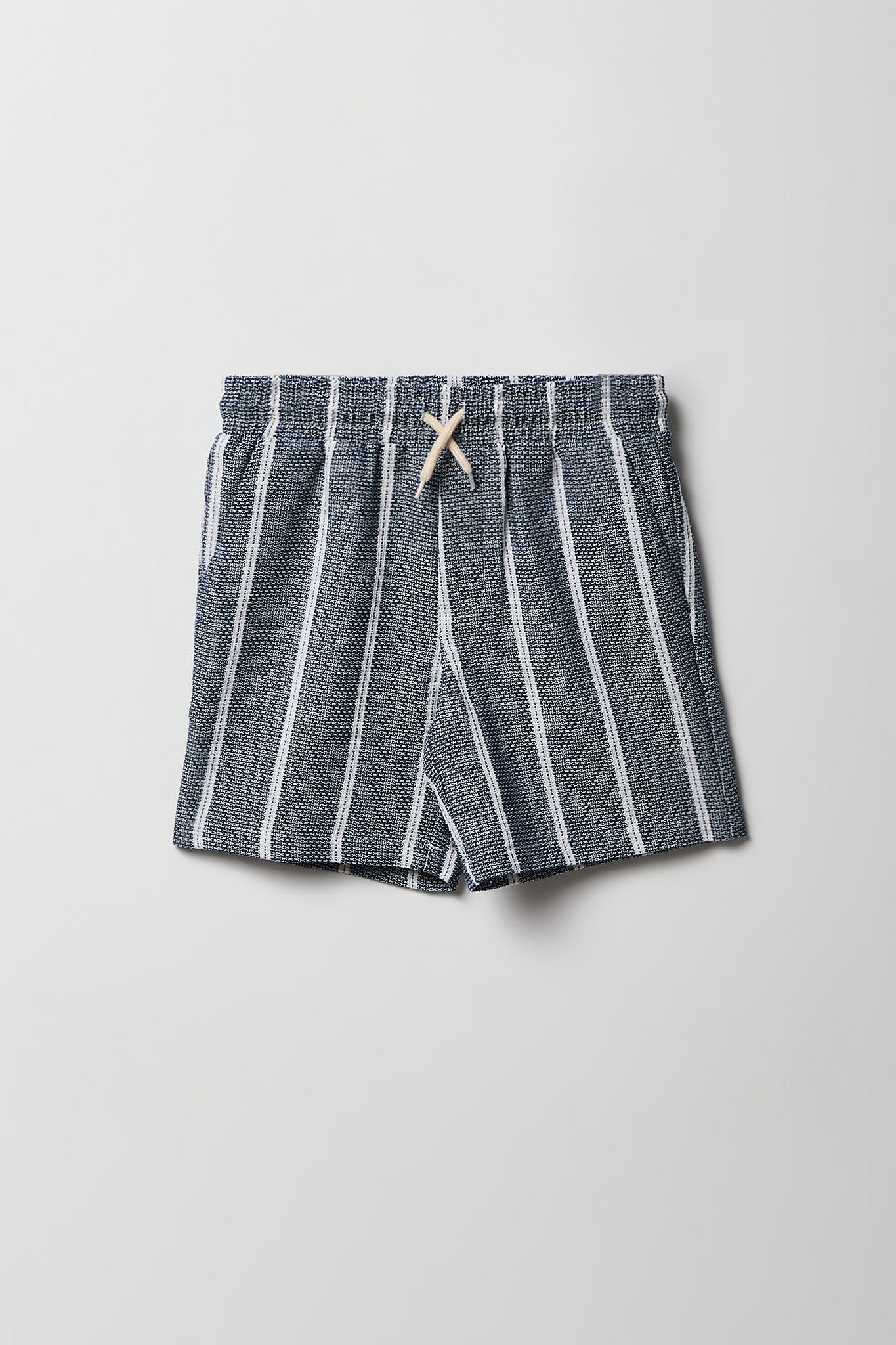 Boys Textured Striped Drawstring Short