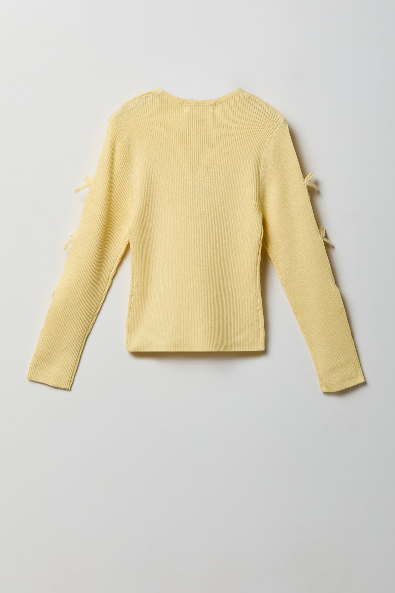 Girls Ribbed Bow Sleeve Sweater