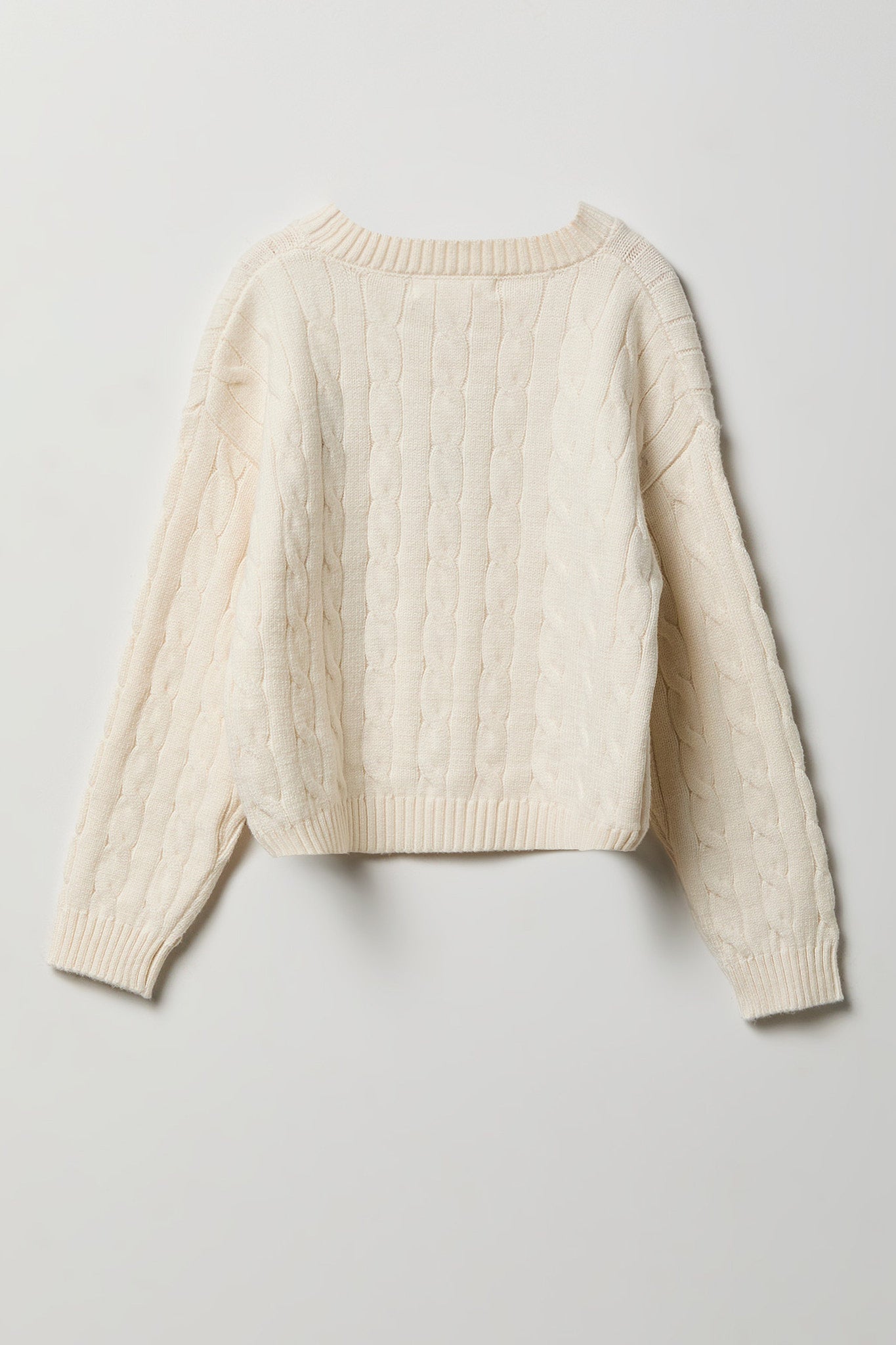 Girls Embroidered Cable Knit Sweater