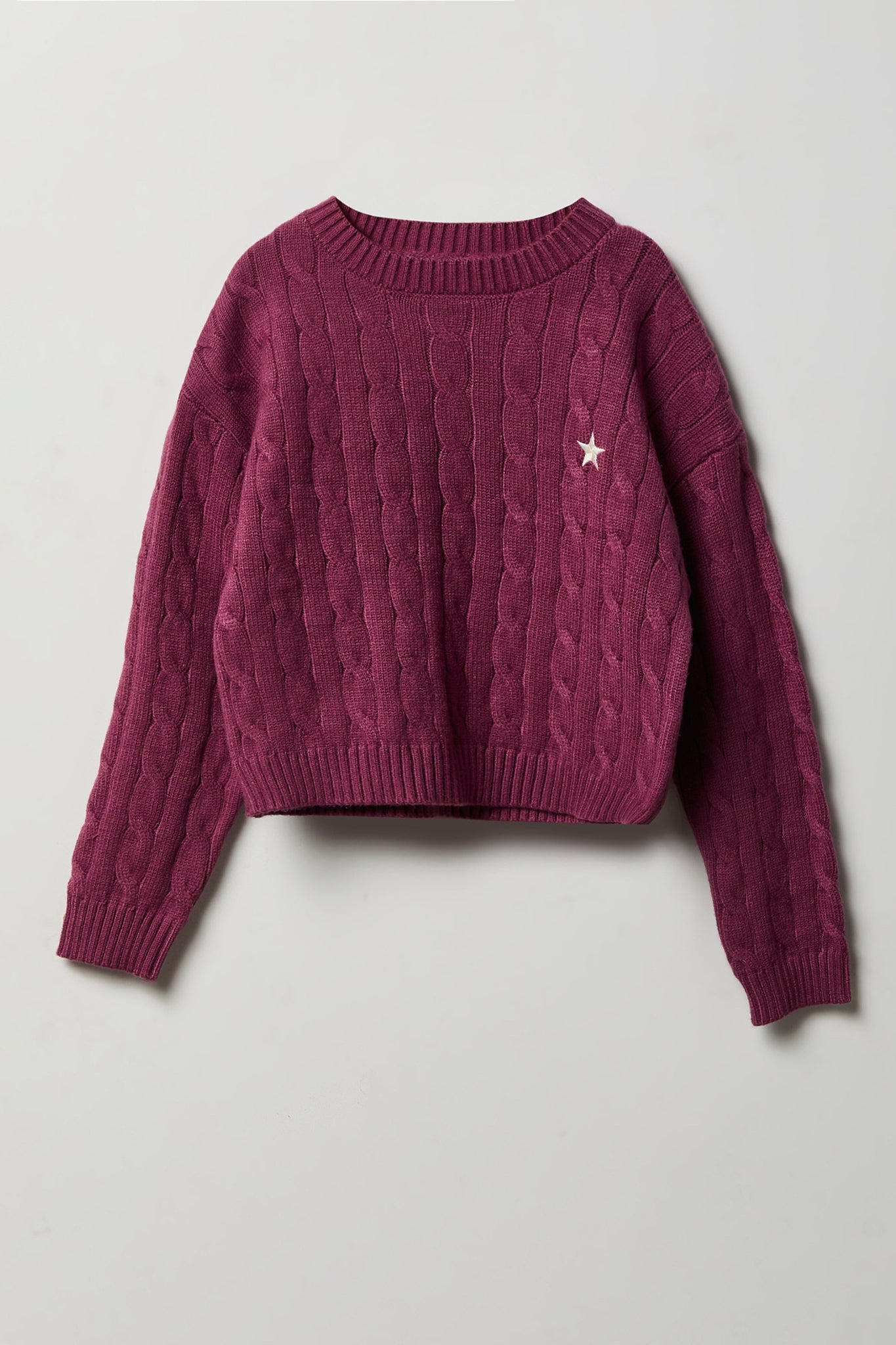 Girls Embroidered Cable Knit Sweater