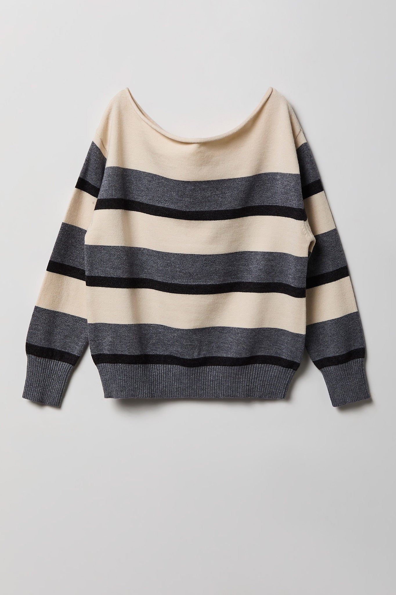 Girls Striped Boat Neck Sweater