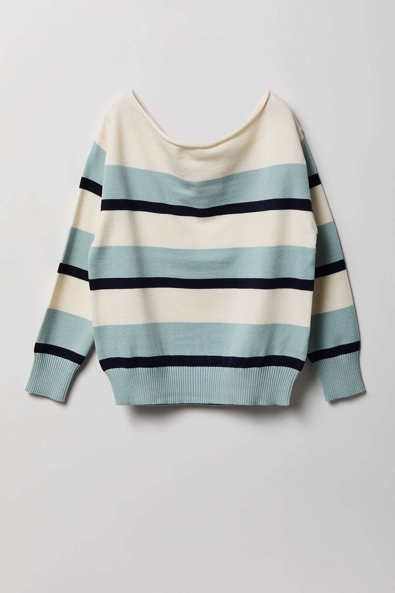 Girls Striped Boat Neck Sweater