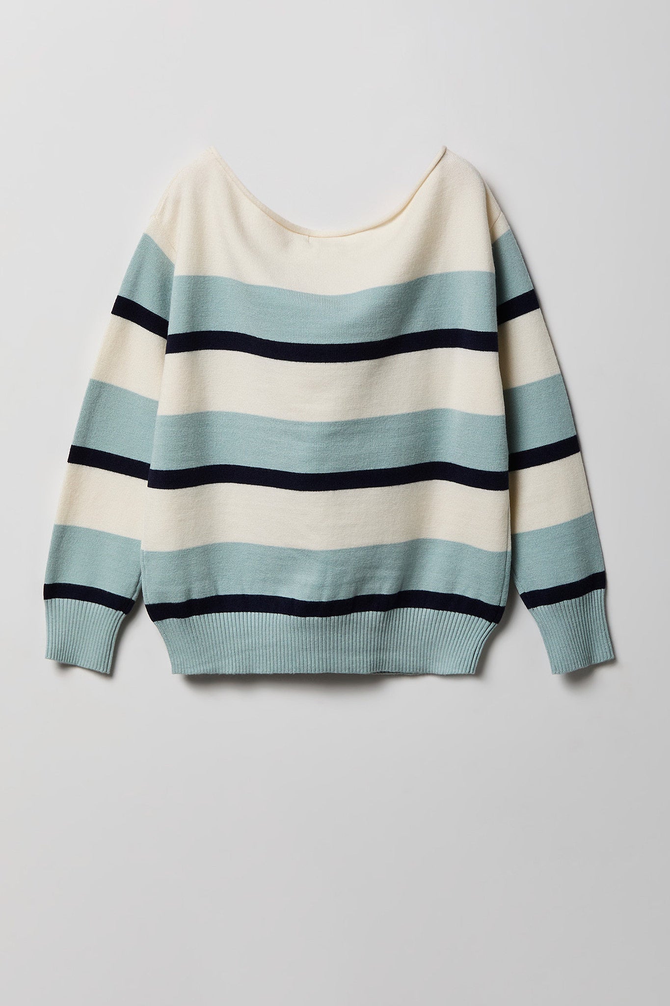 Girls Striped Boat Neck Sweater