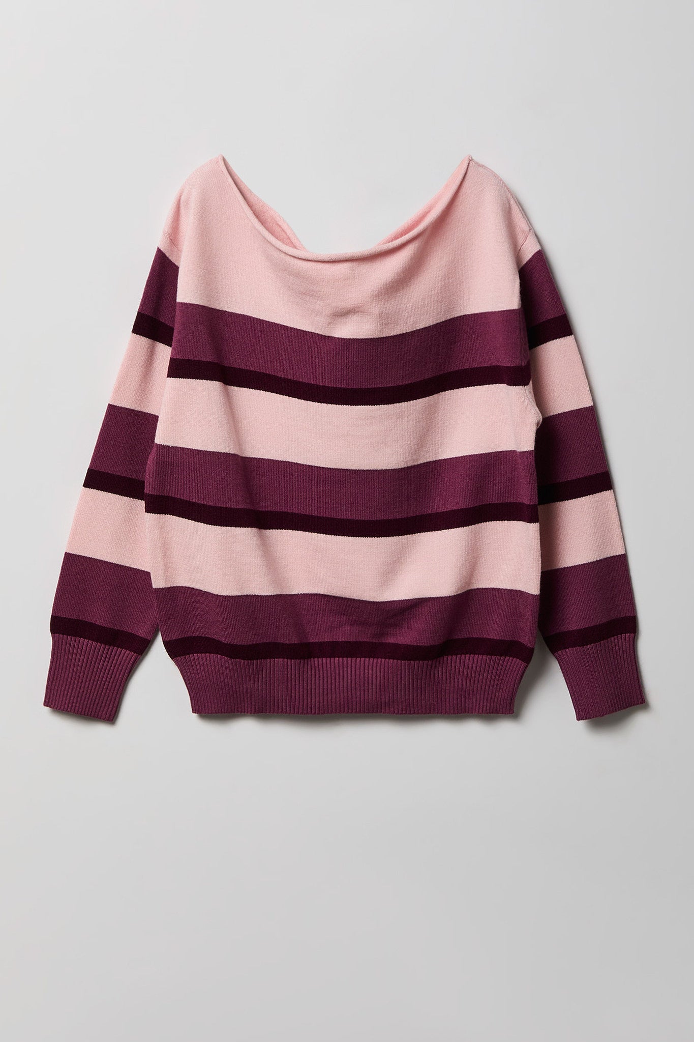 Girls Striped Boat Neck Sweater