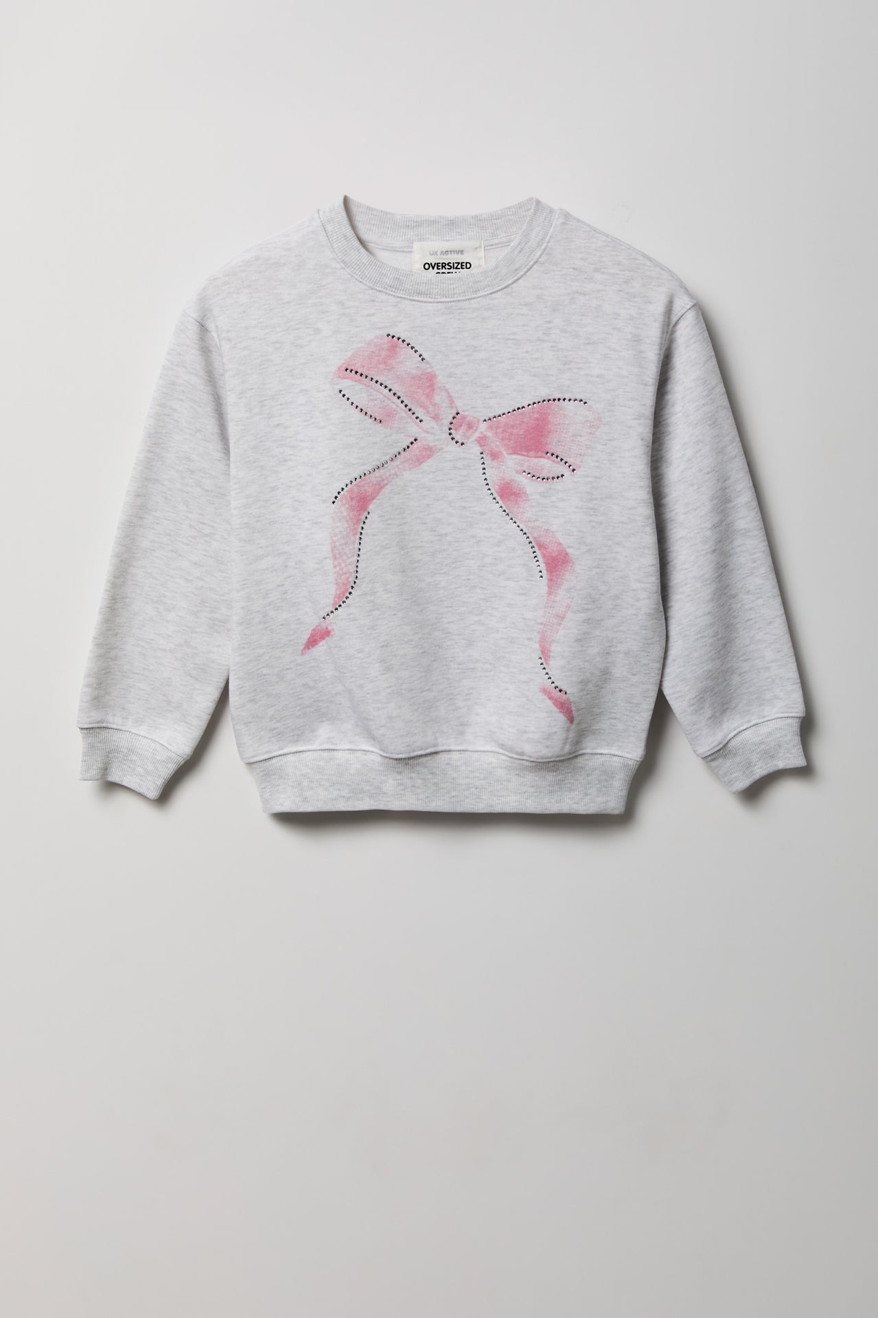 Girls Oversized Rhinestone Graphic Fleece Sweatshirt