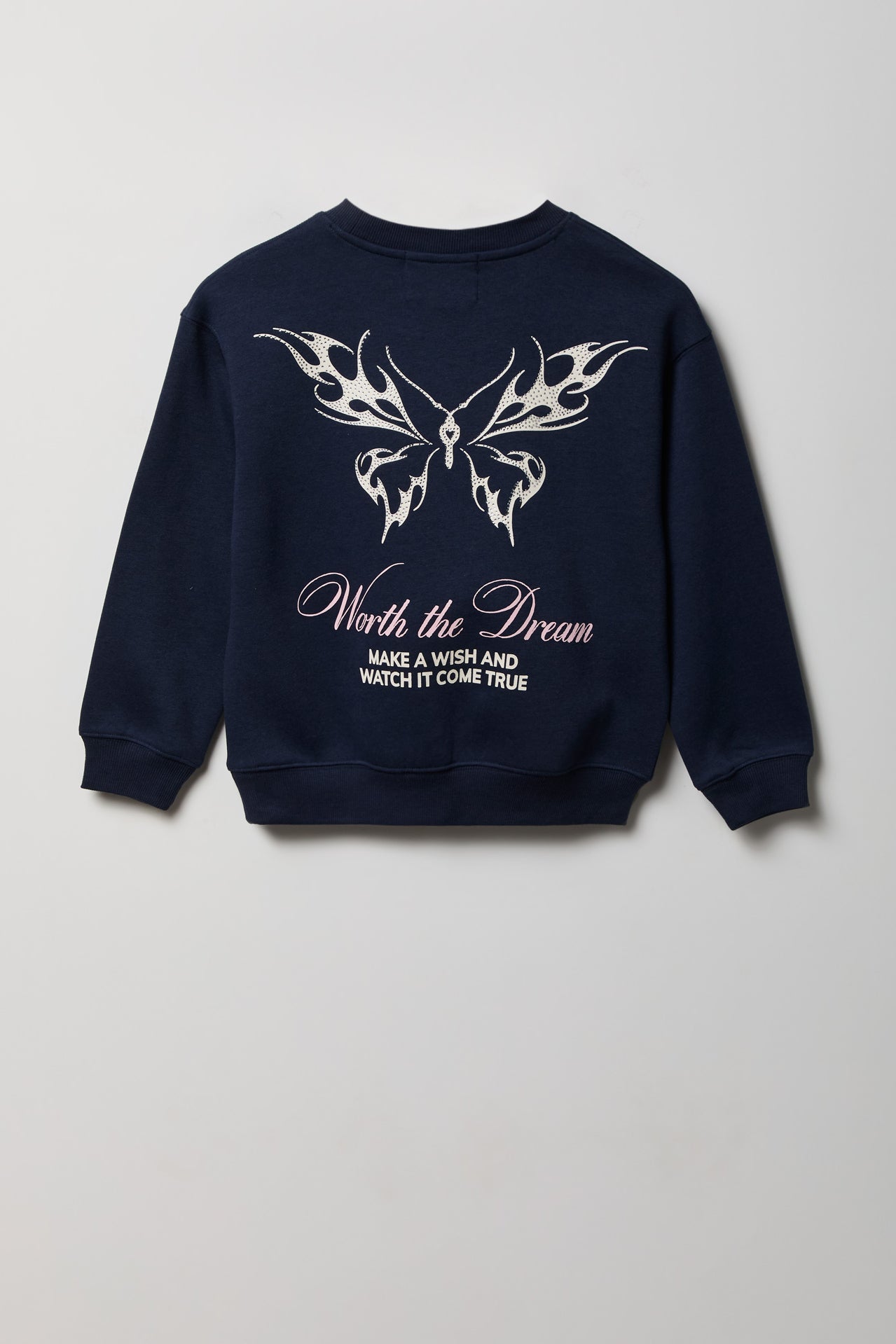 Girls Oversized Rhinestone Graphic Fleece Sweatshirt