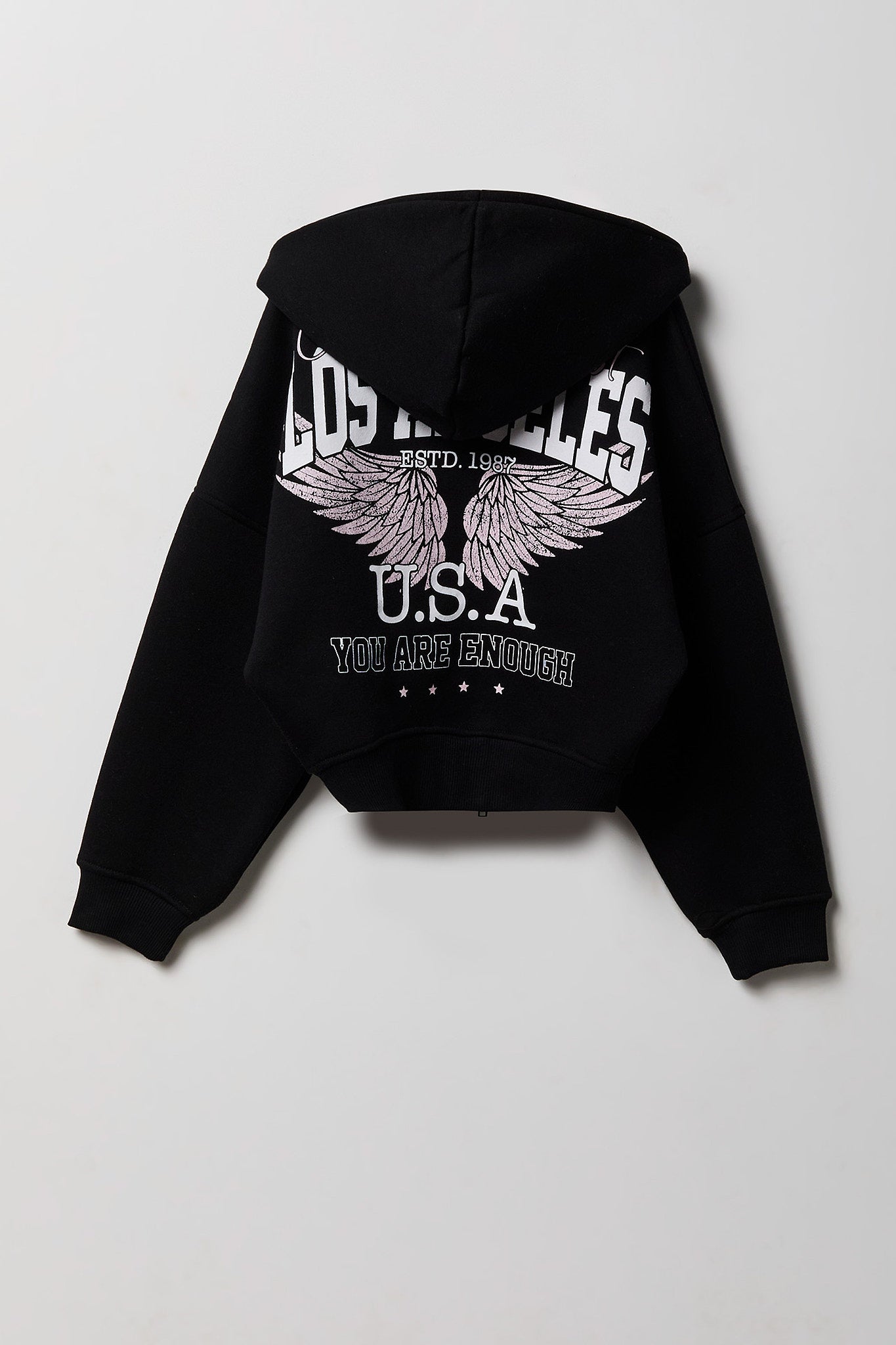 Girls Oversized Fleece Graphic Zip Hoodie