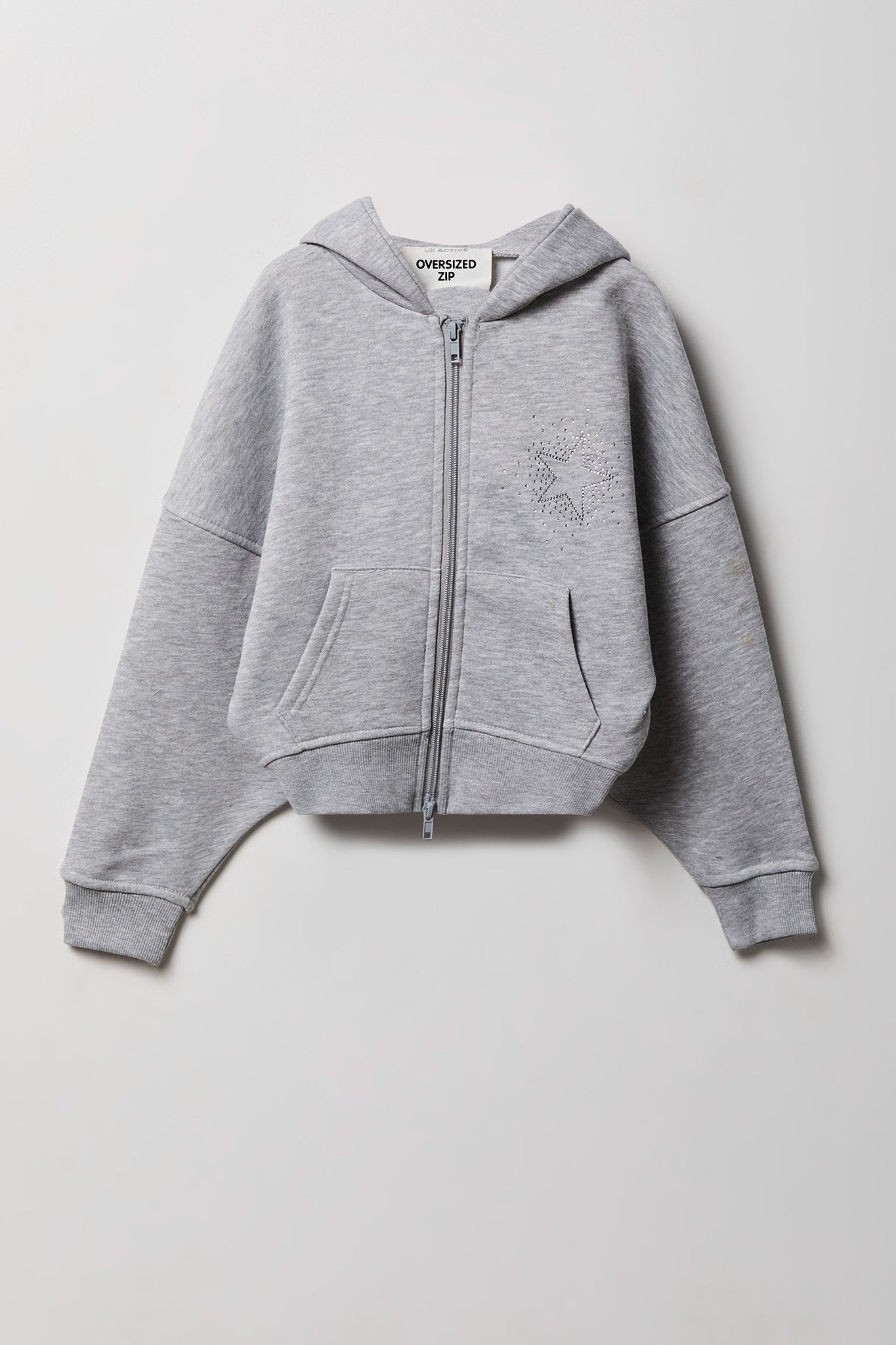 Girls Oversized Fleece Graphic Zip Hoodie