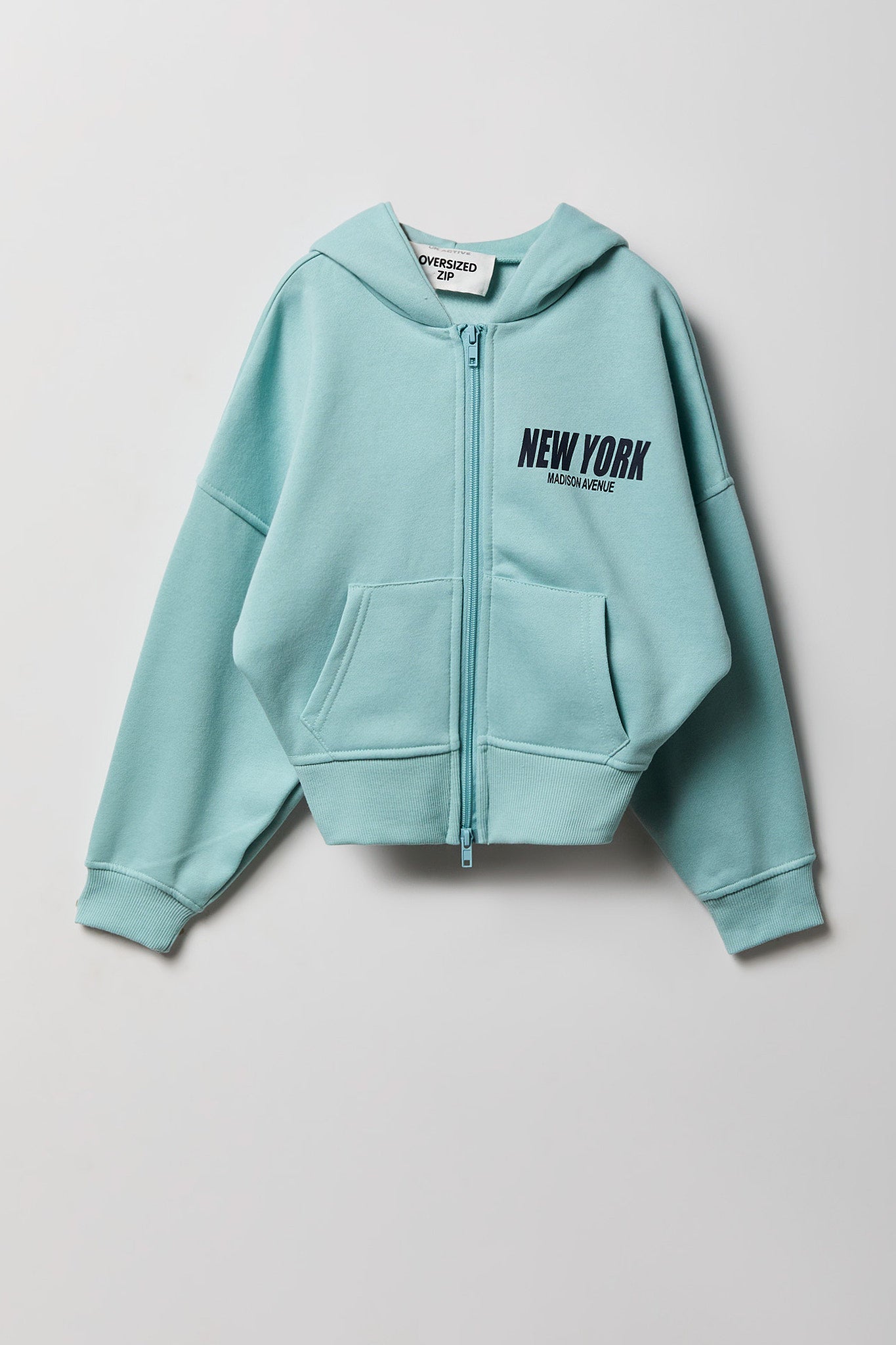 Girls Oversized Fleece Graphic Zip Hoodie