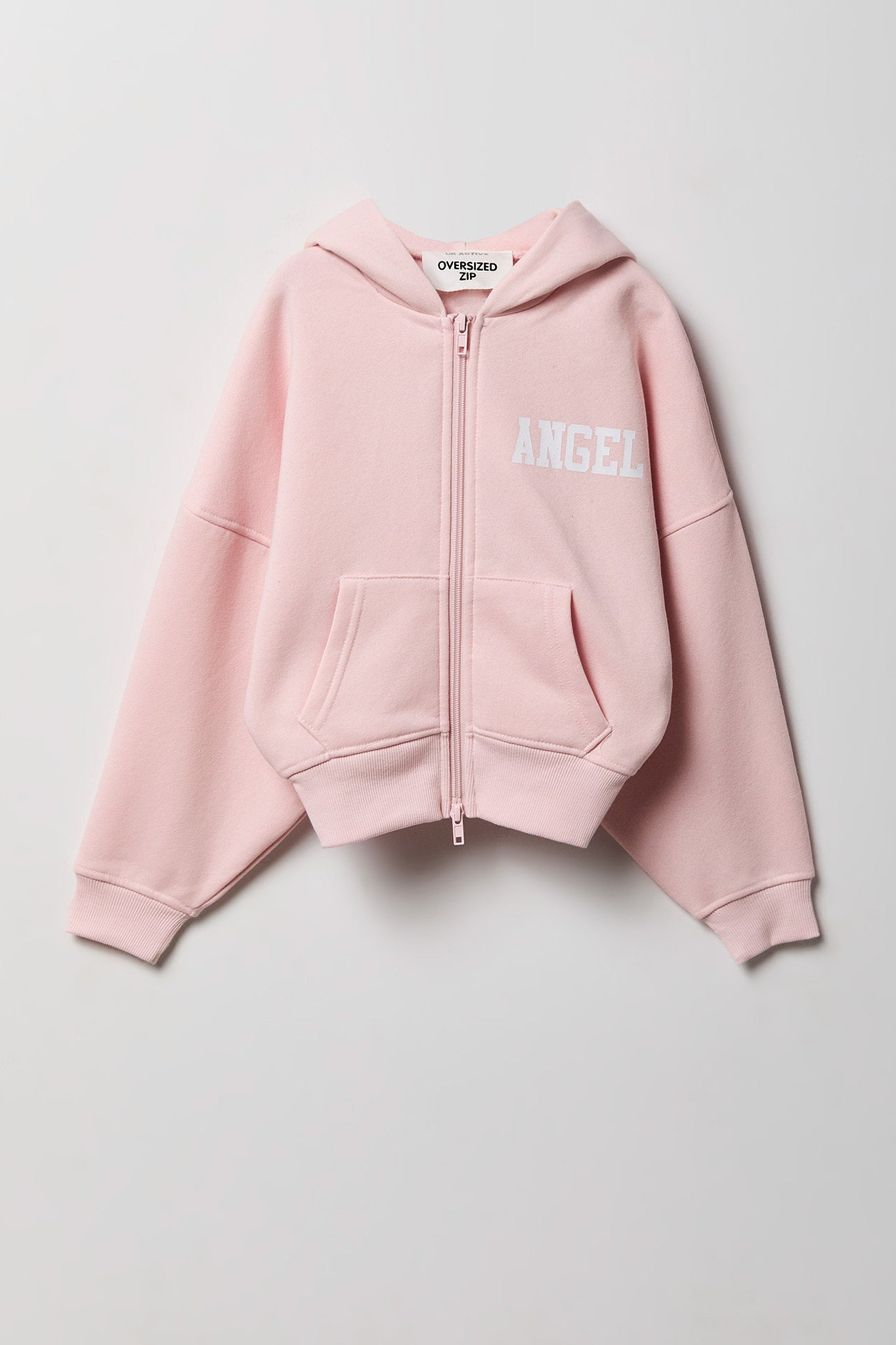 Girls Oversized Fleece Graphic Zip Hoodie