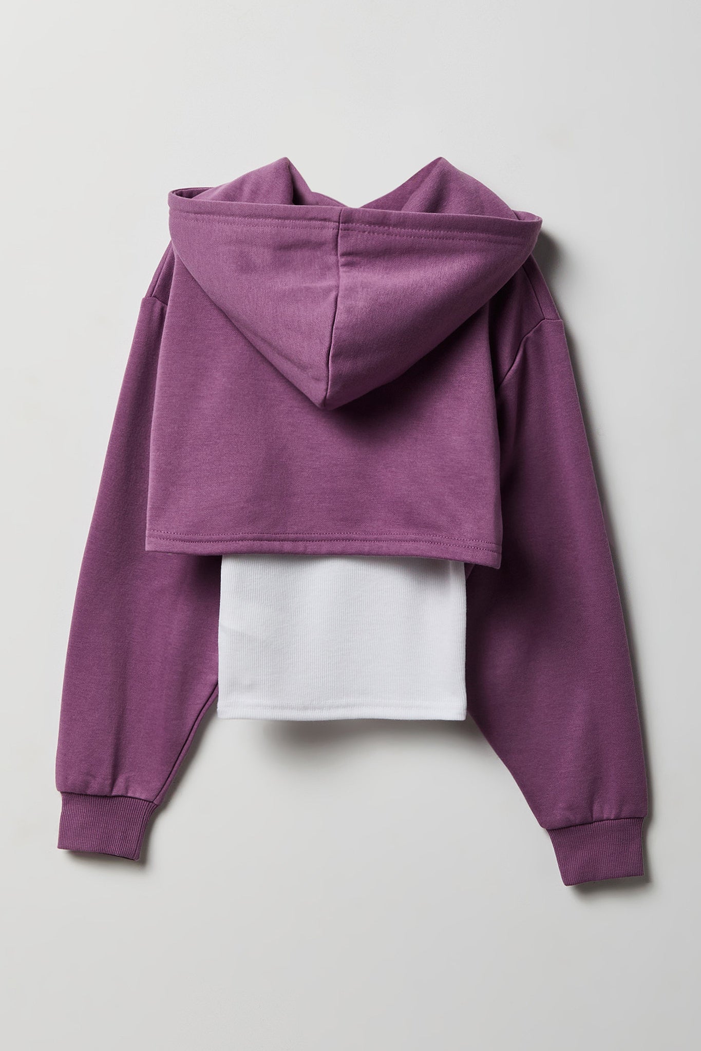 Girls Rhinestone Fleece Layered Hoodie