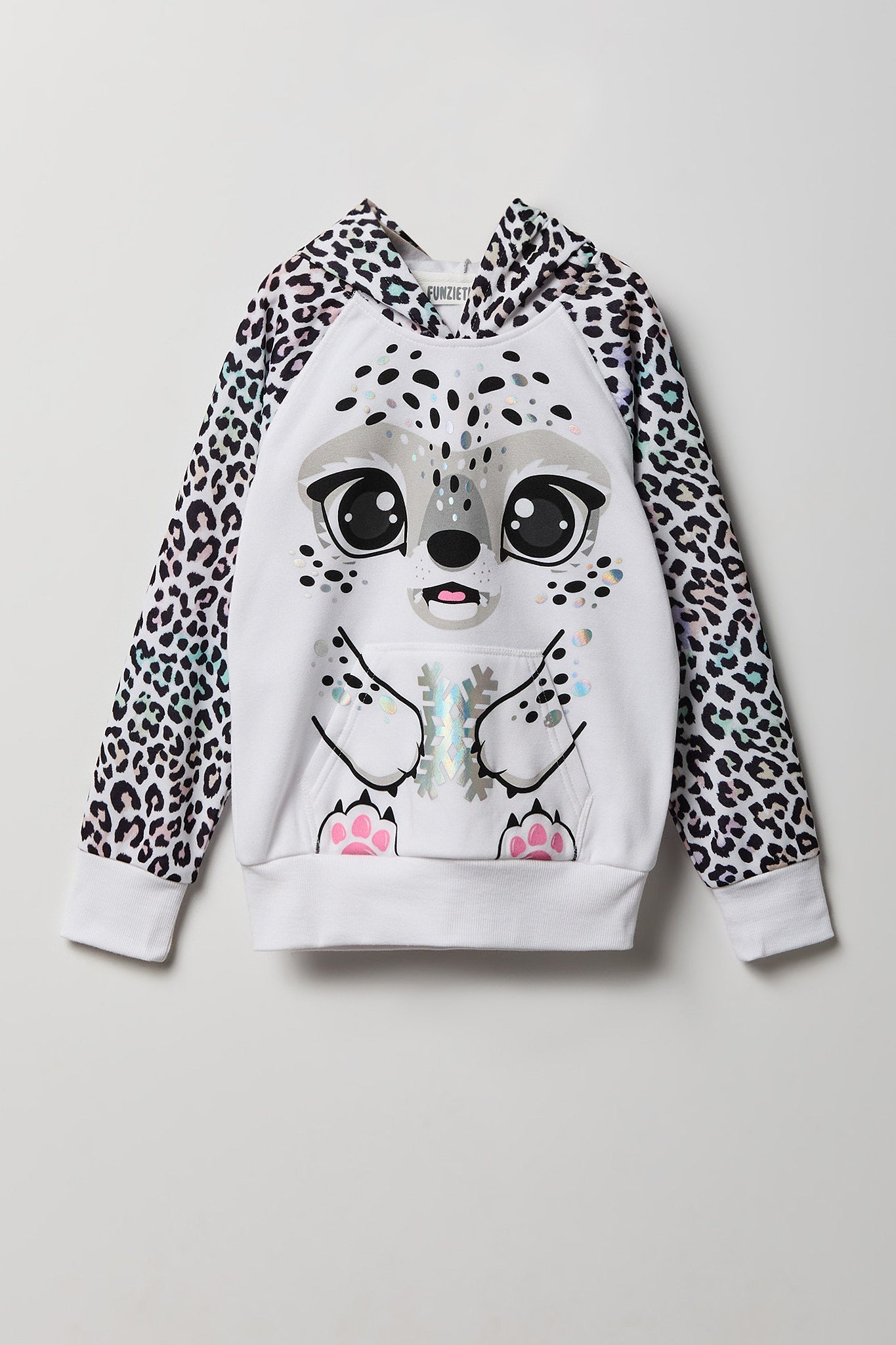 Girls 3D Snow Leopard Character Hoodie