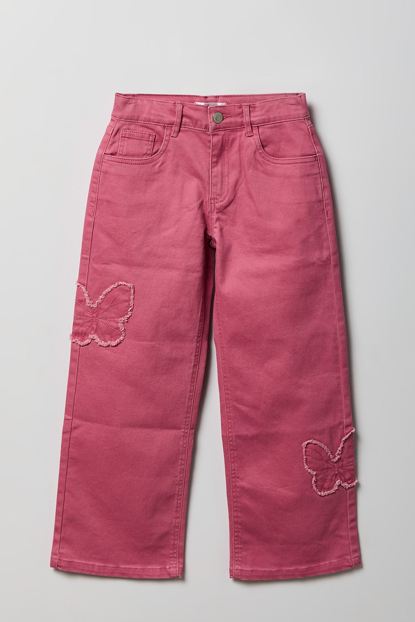 Girls Embroidered Patch Baggy Jean