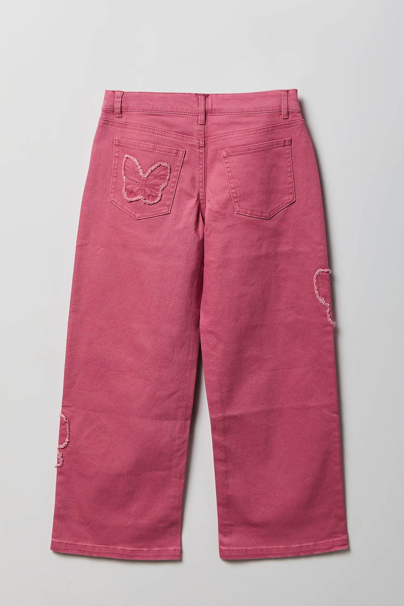 Girls Embroidered Patch Baggy Jean