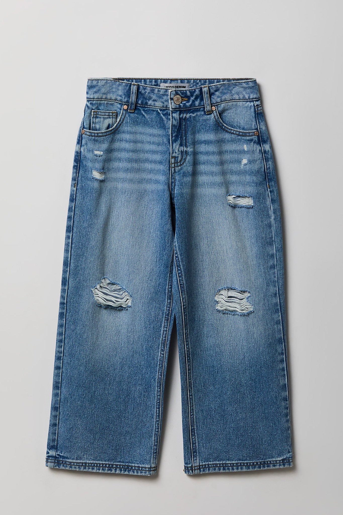 Girls Ripped Mid Rise Super Baggy Jean