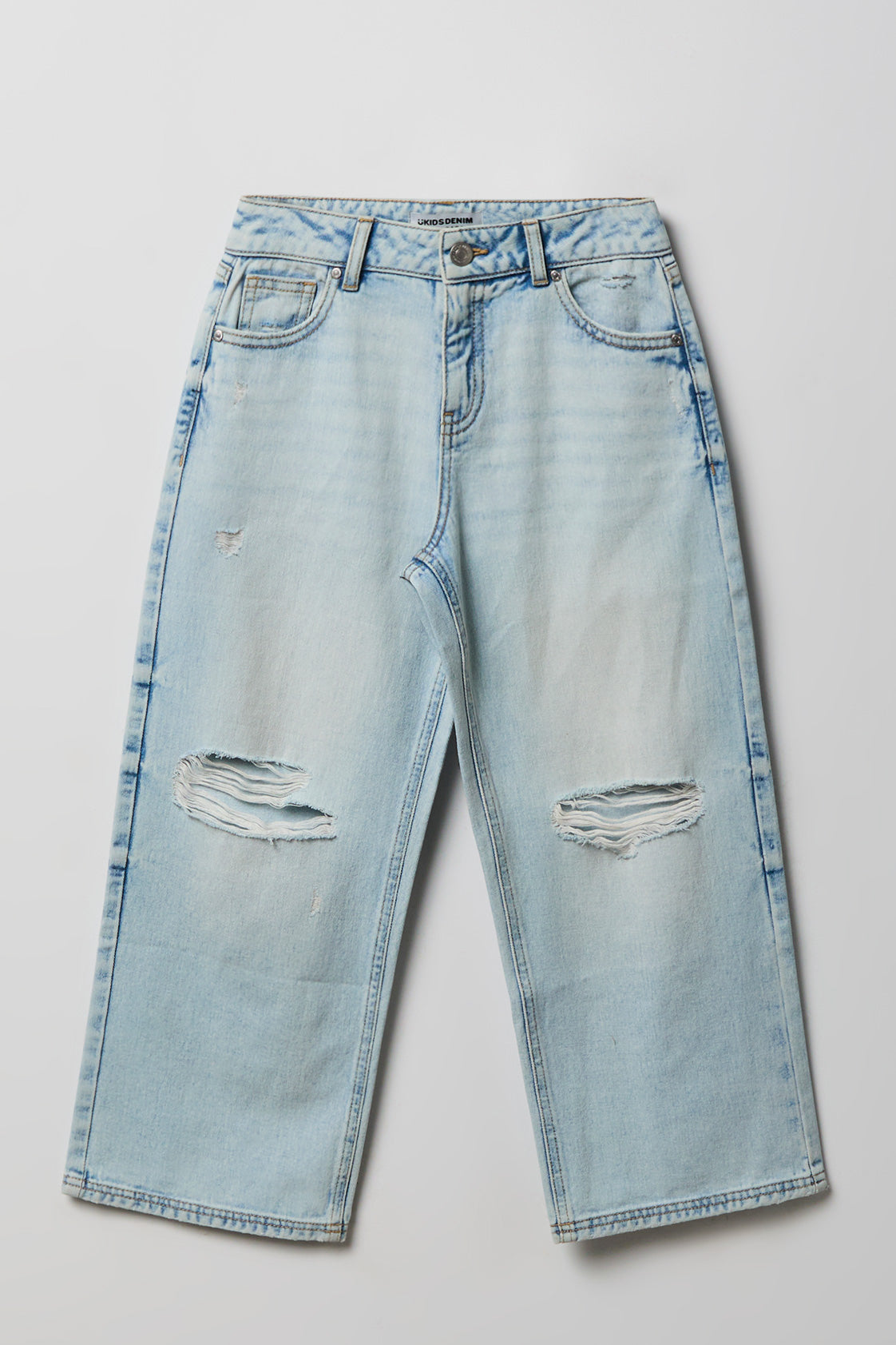 Girls Ripped Mid Rise Super Baggy Light Jean