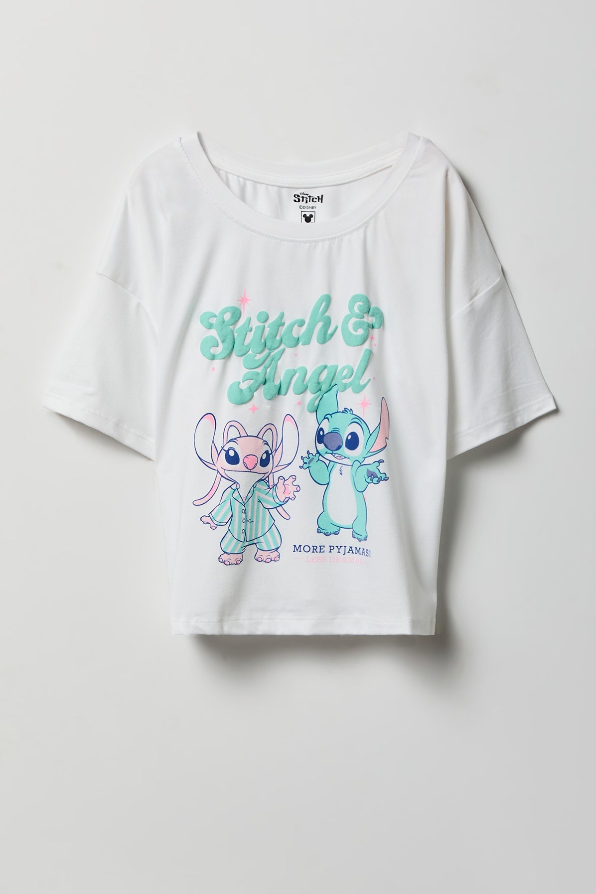 Girls Stitch Graphic T-Shirt & Short Pajama Set