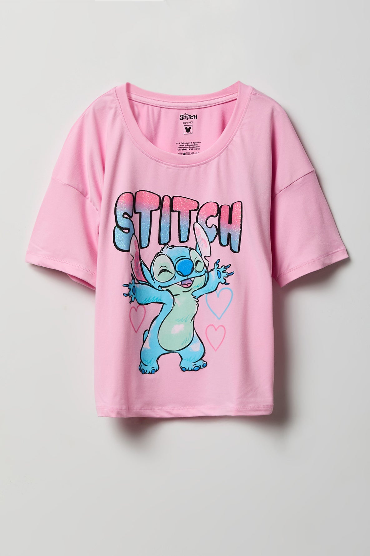 Girls Stitch Graphic T-Shirt & Short Pajama Set