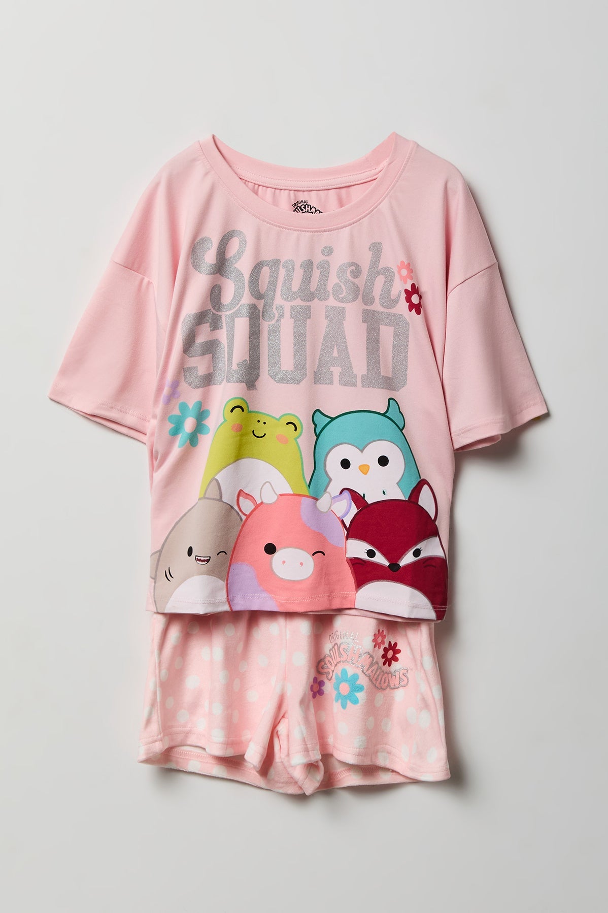 Girls Squish Squad Graphic T-Shirt & Short Pajama Set
