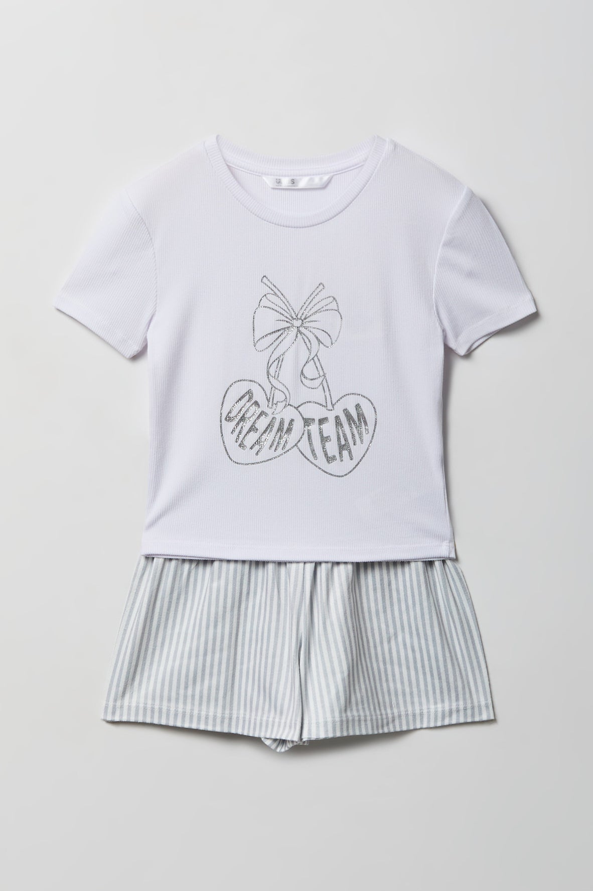 Girls Graphic T-Shirt & Flannel Short Pajama Set
