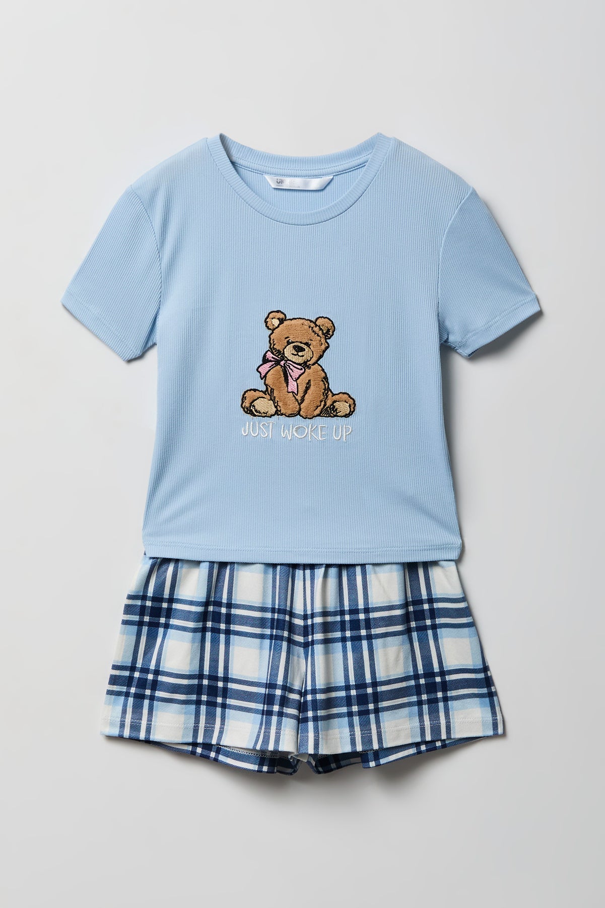 Girls Graphic T-Shirt & Flannel Short Pajama Set