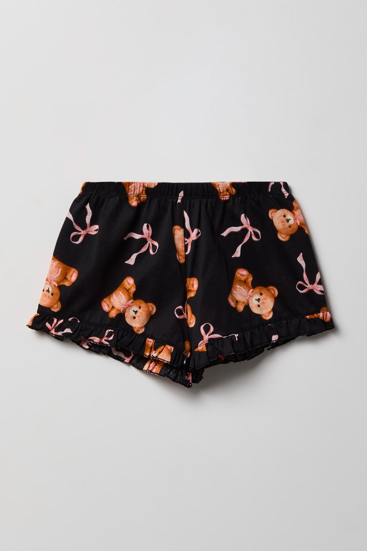 Girls Ruffle Button-Up Top & Short Pajama Set