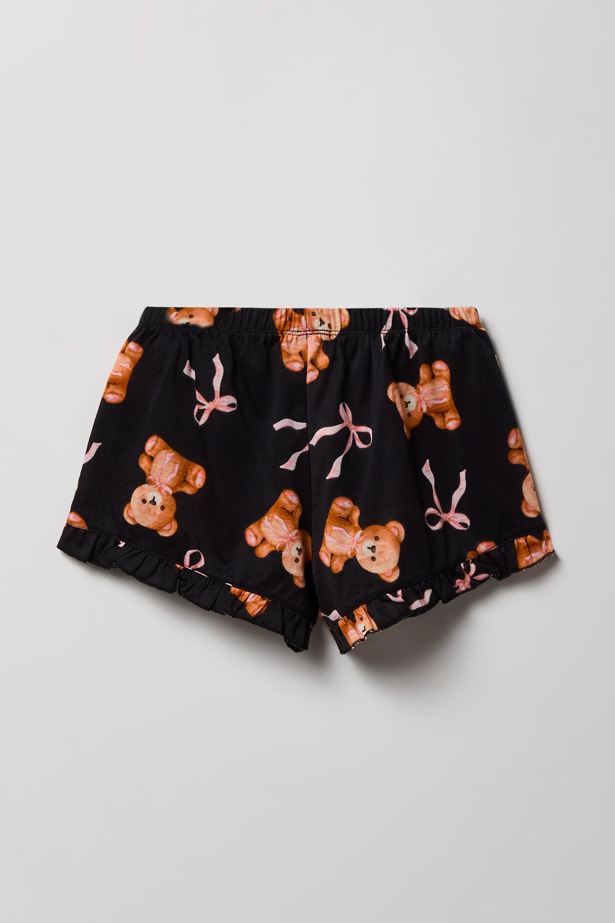 Girls Ruffle Button-Up Top & Short Pajama Set