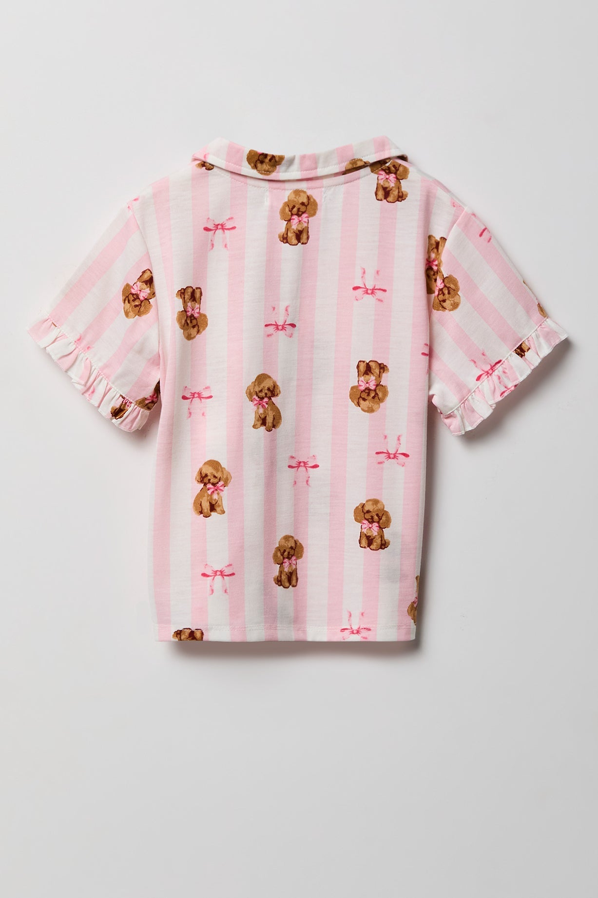 Girls Ruffle Button-Up Top & Short Pajama Set