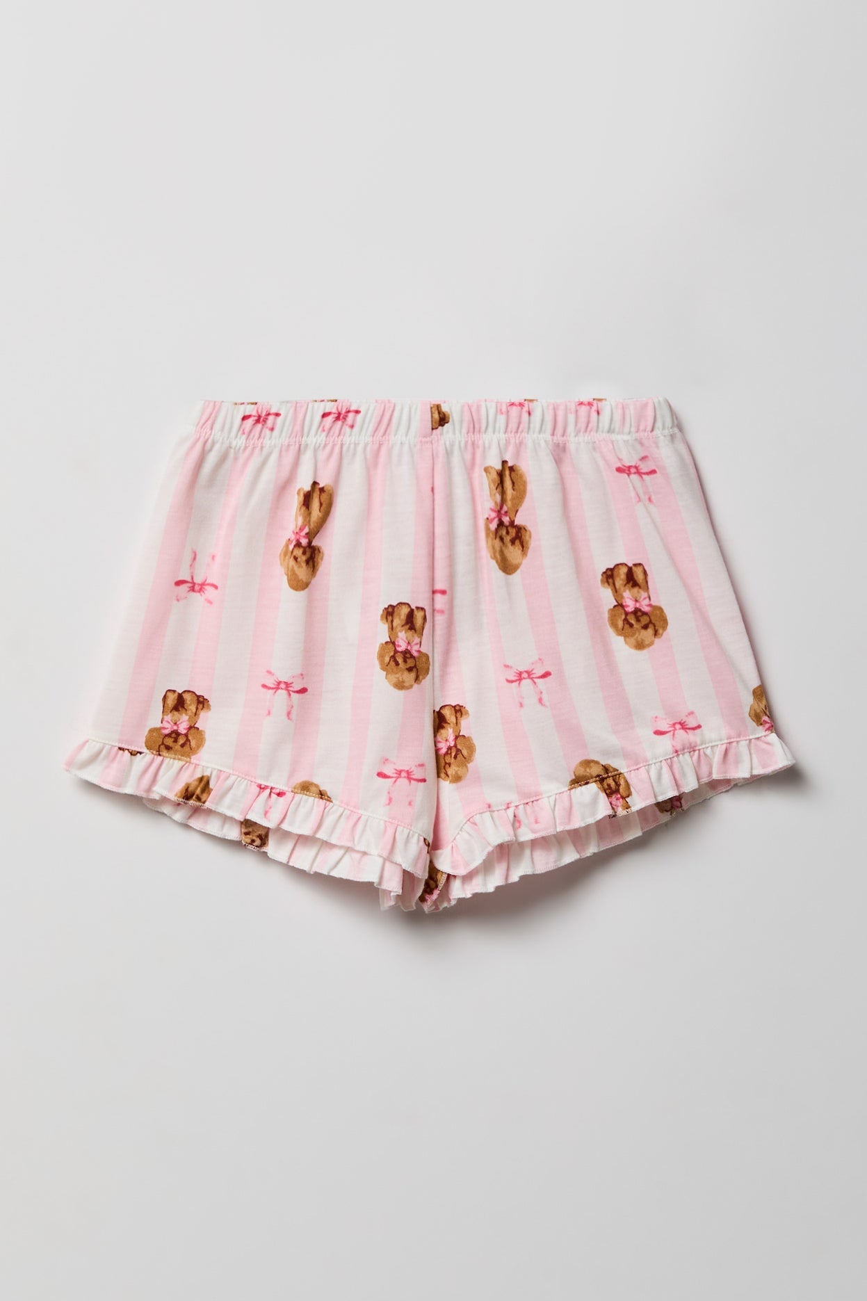 Girls Ruffle Button-Up Top & Short Pajama Set