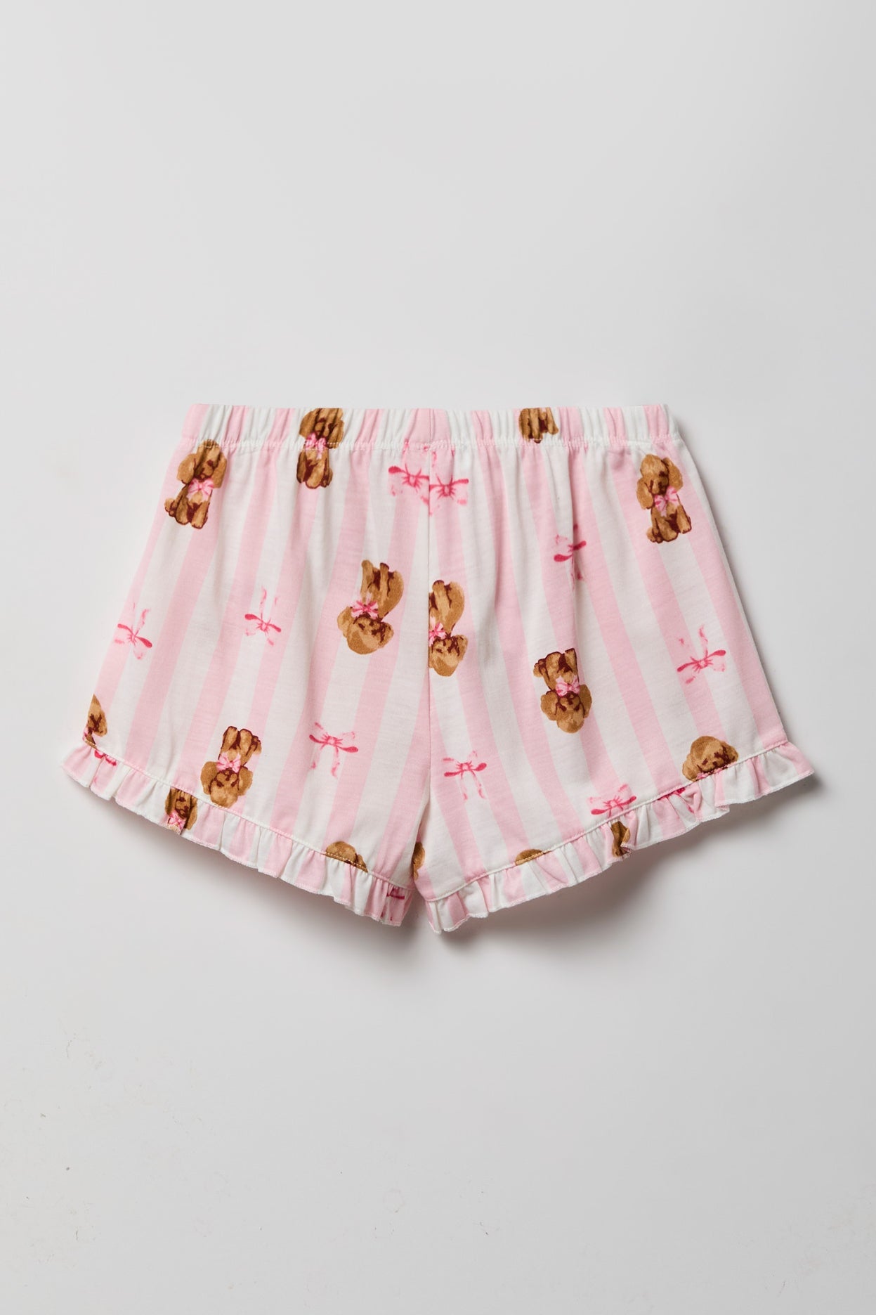 Girls Ruffle Button-Up Top & Short Pajama Set